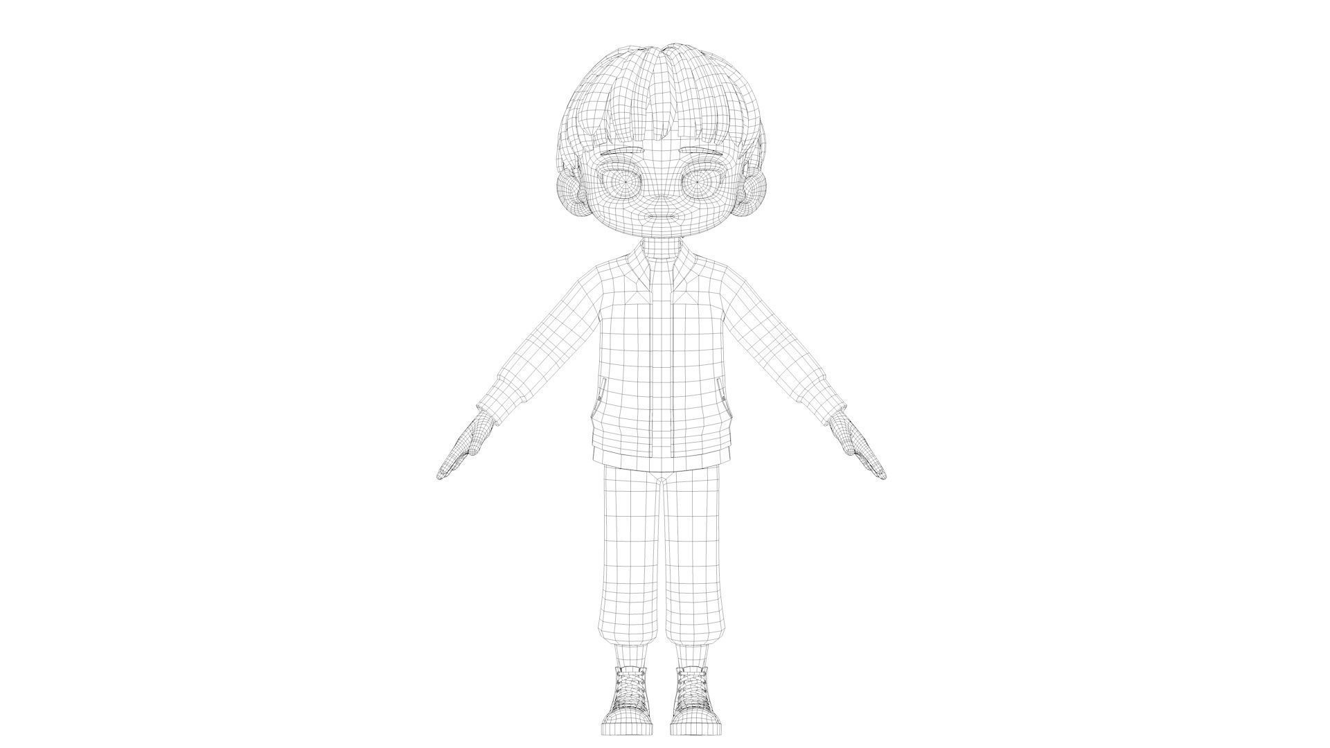 cartoon boy teenager youth student child 3D model_13