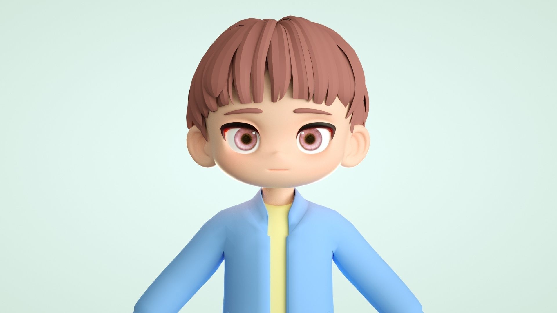 cartoon boy teenager youth student child 3D model_4