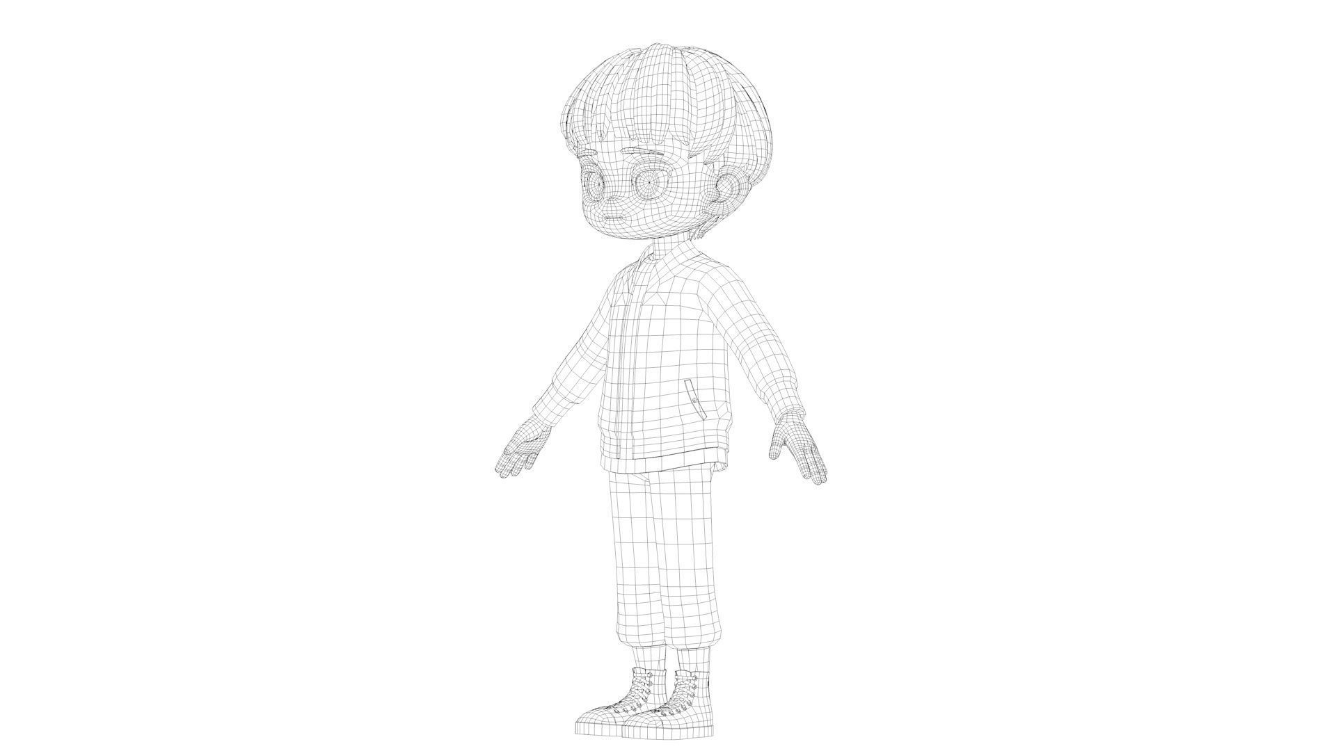cartoon boy teenager youth student child 3D model_14