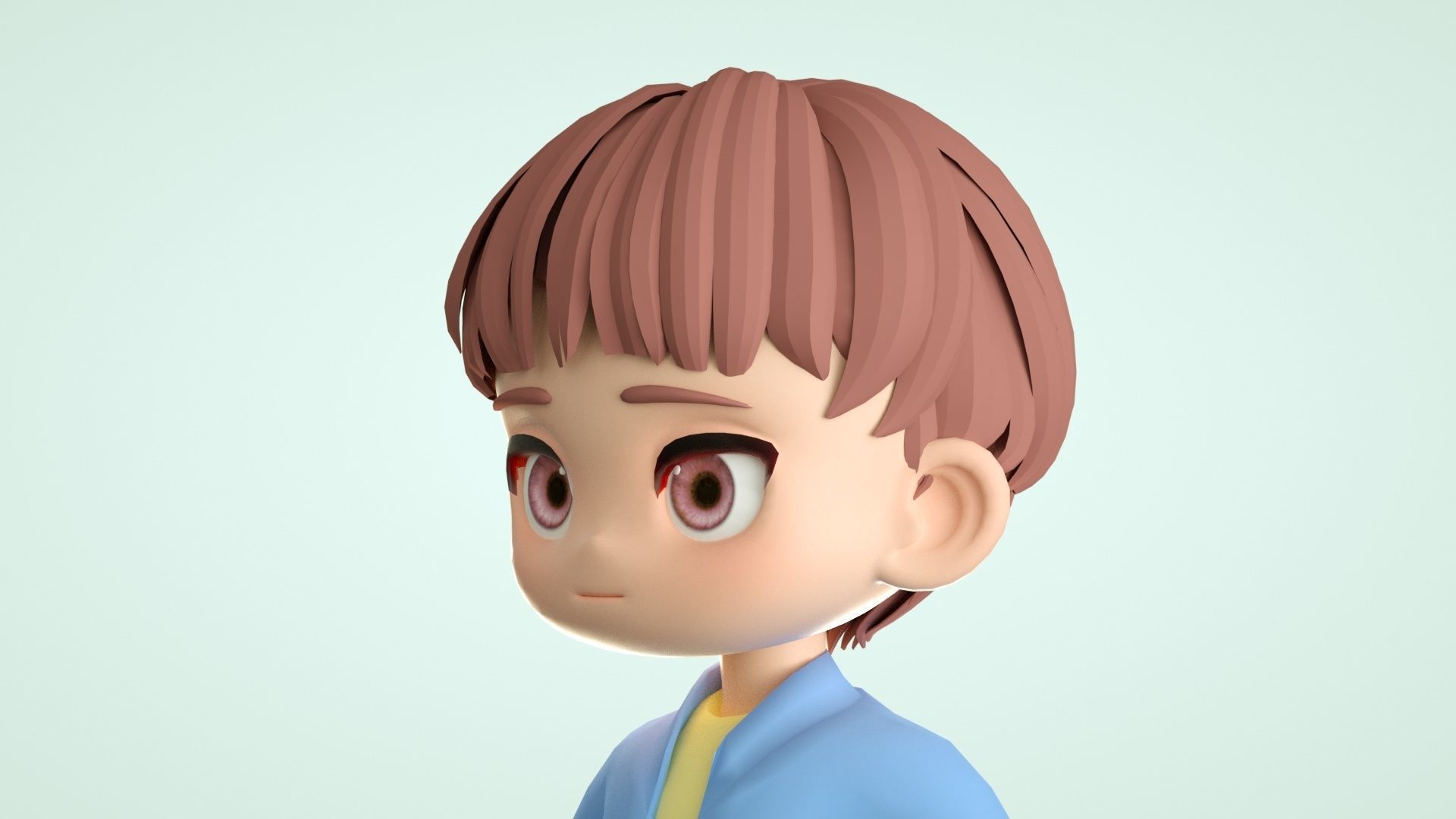 cartoon boy teenager youth student child 3D model_2