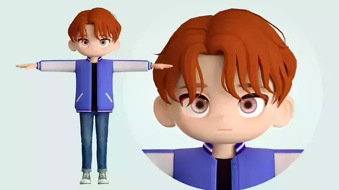 cartoon boy teenager youth student c4d ip