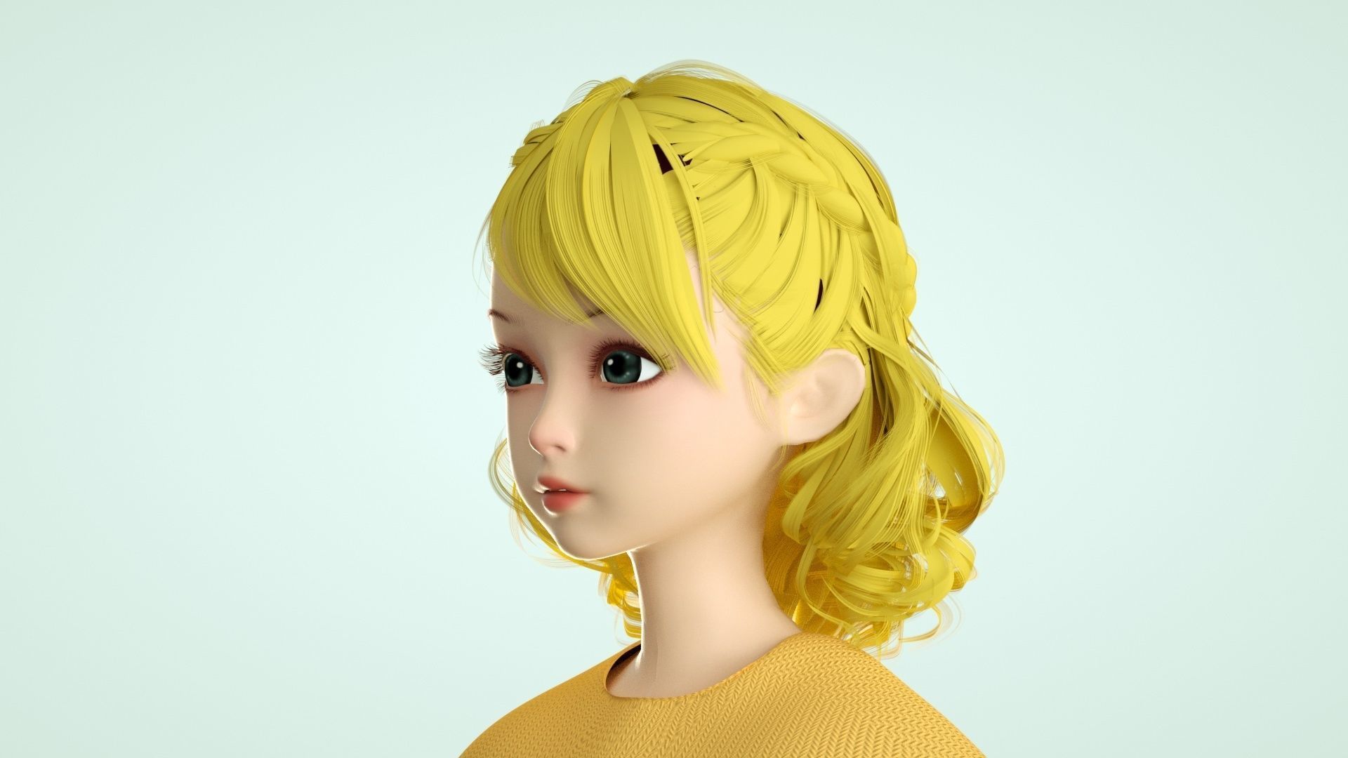 cartoon girl woman teenage beauty ip c4d 3D model_2