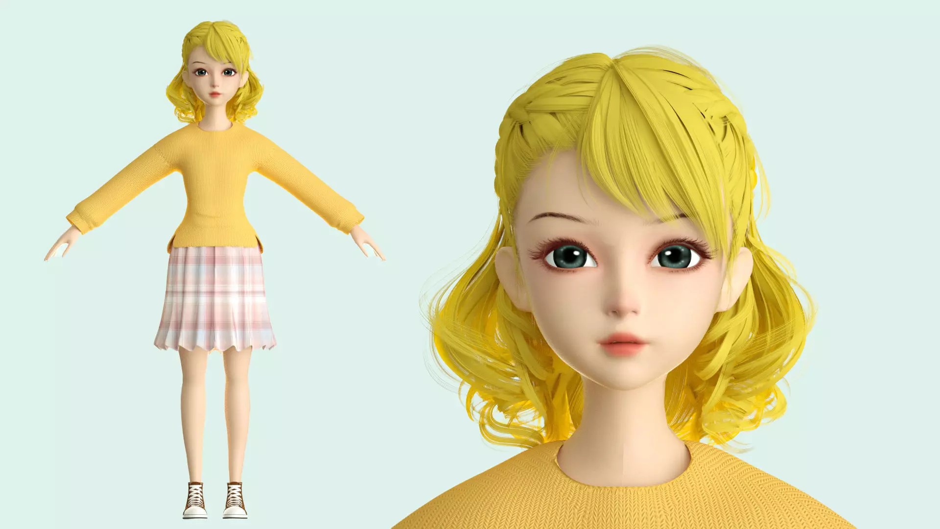 cartoon girl woman teenage beauty ip c4d 3D model_0