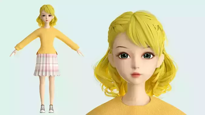 cartoon girl woman teenage beauty ip c4d