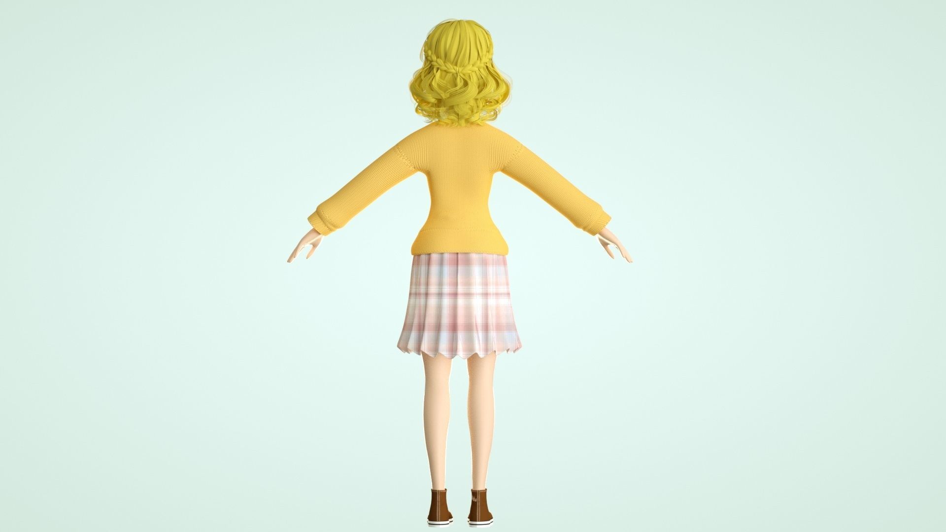 cartoon girl woman teenage beauty ip c4d 3D model_9