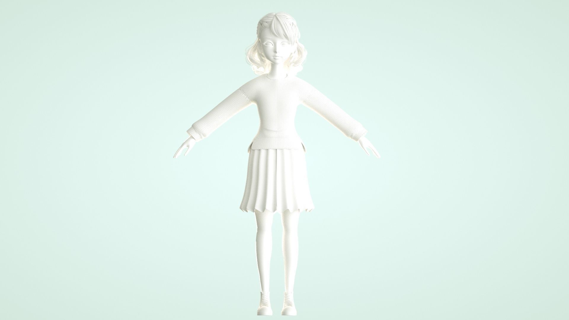 cartoon girl woman teenage beauty ip c4d 3D model_14