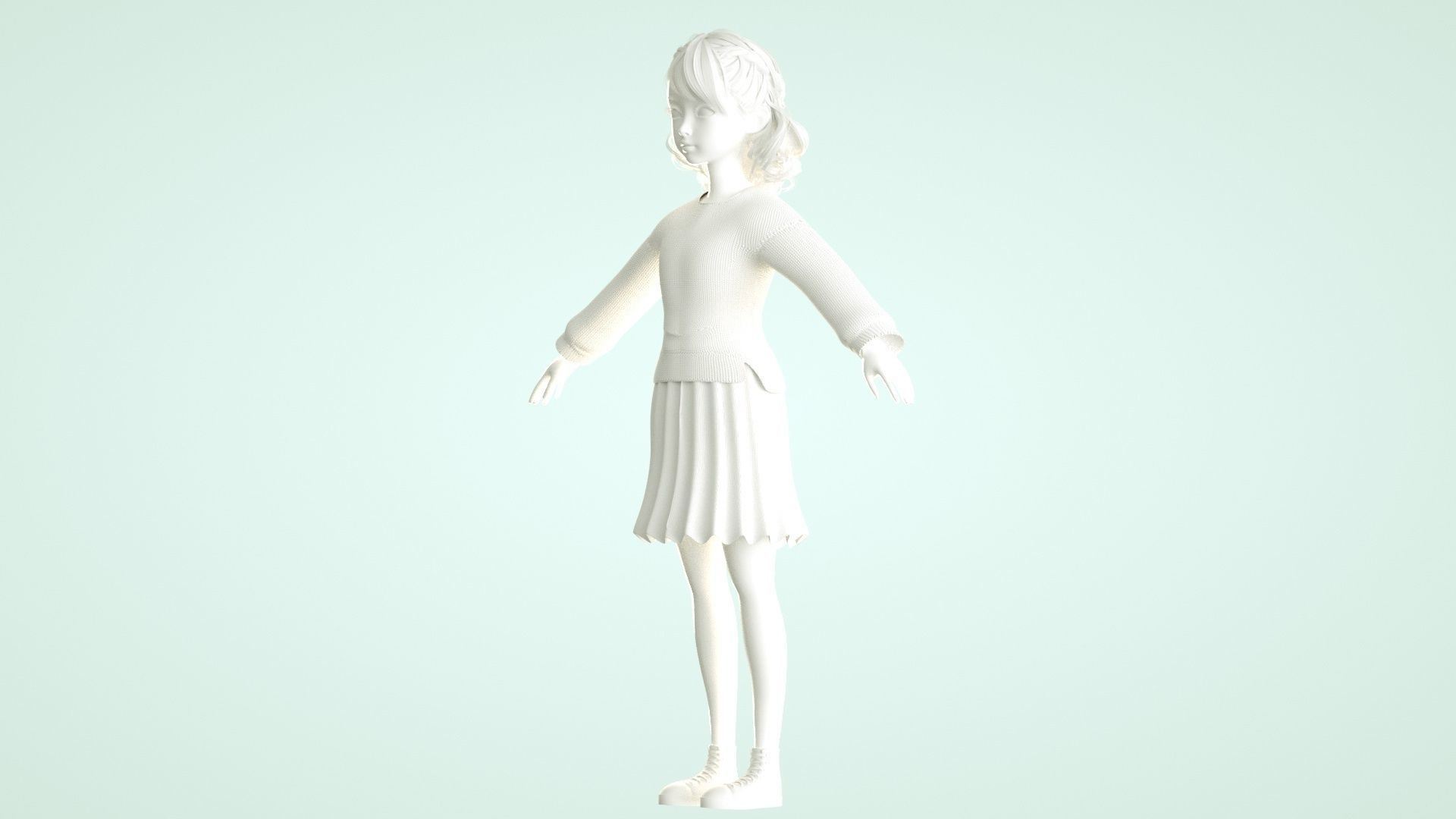 cartoon girl woman teenage beauty ip c4d 3D model_15