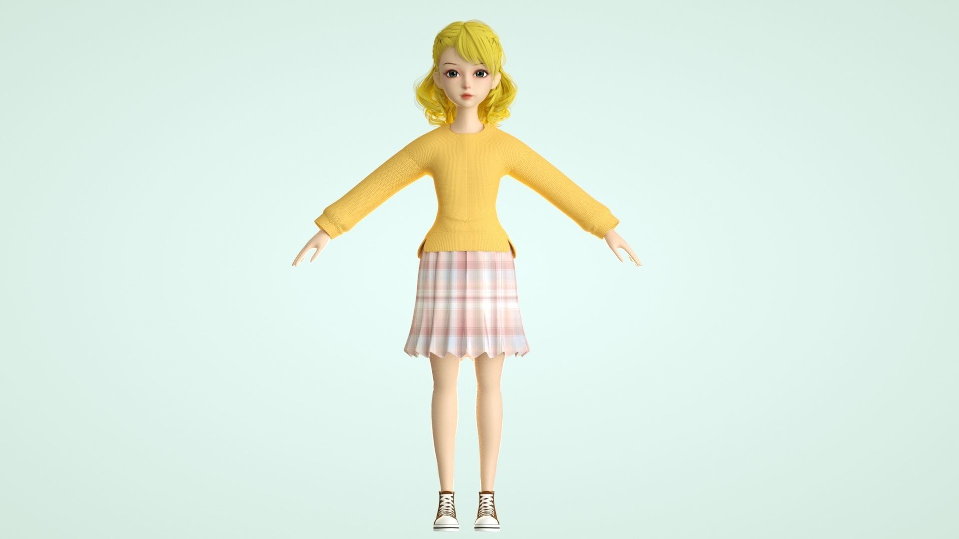 cartoon girl woman teenage beauty ip c4d 3D model_7