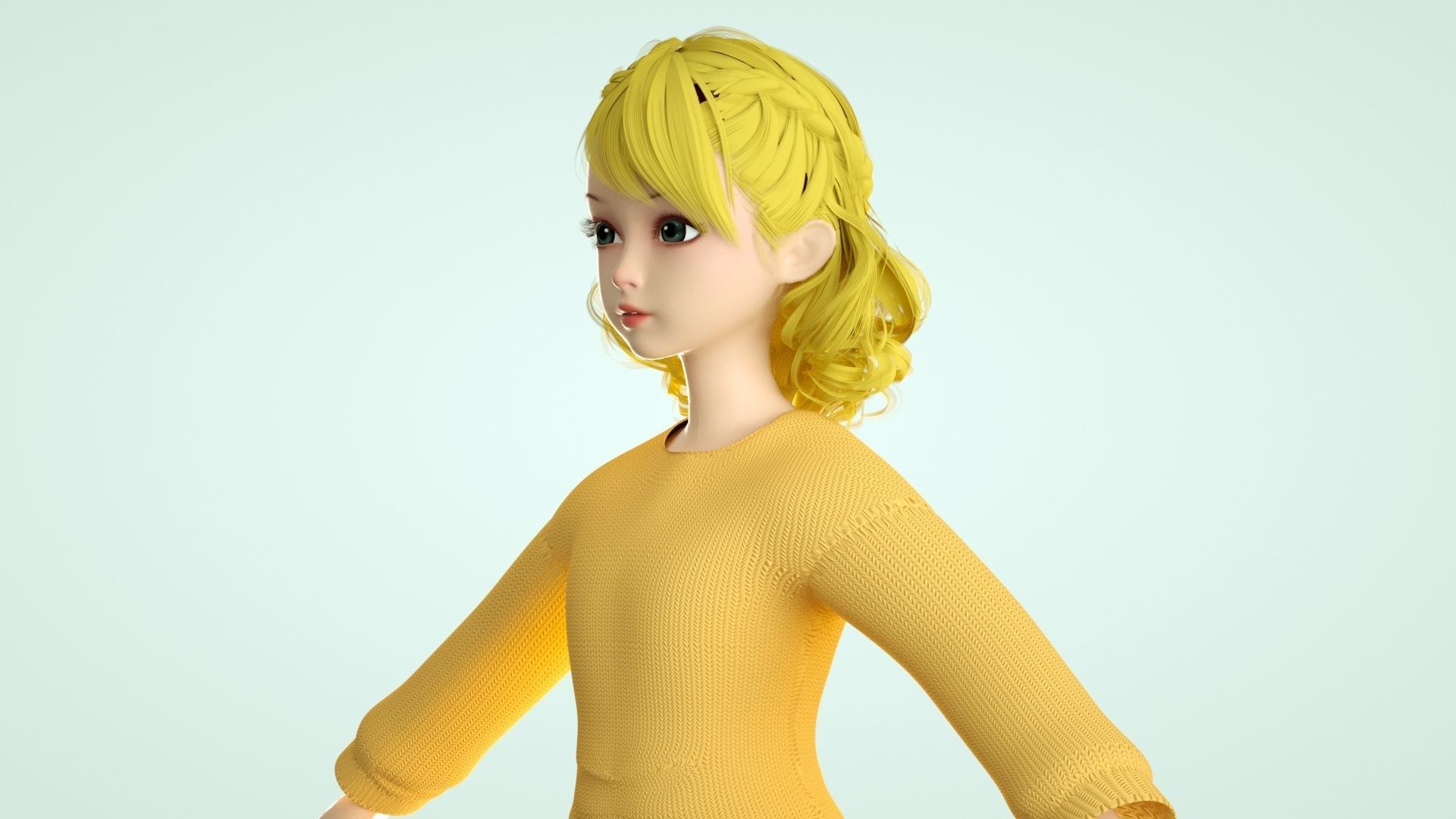 cartoon girl woman teenage beauty ip c4d 3D model_5