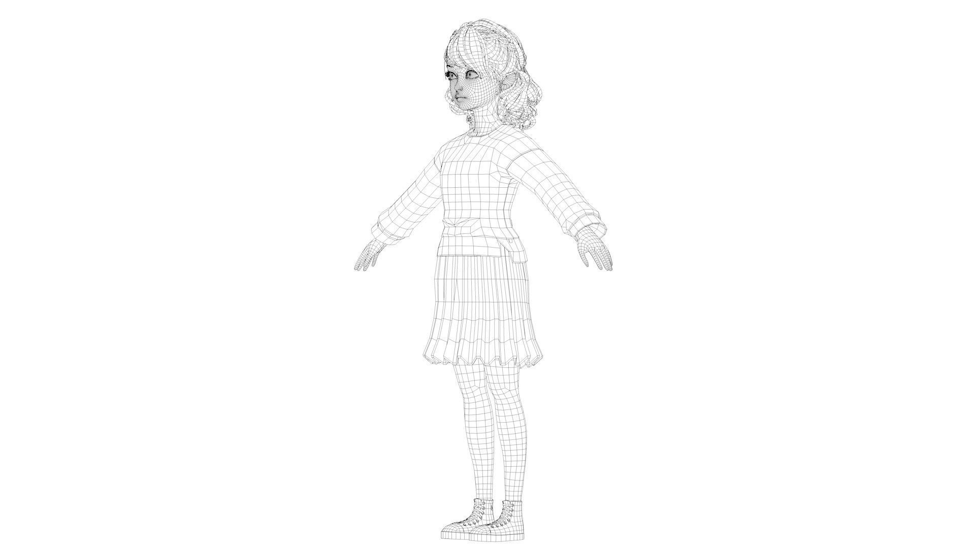 cartoon girl woman teenage beauty ip c4d 3D model_10