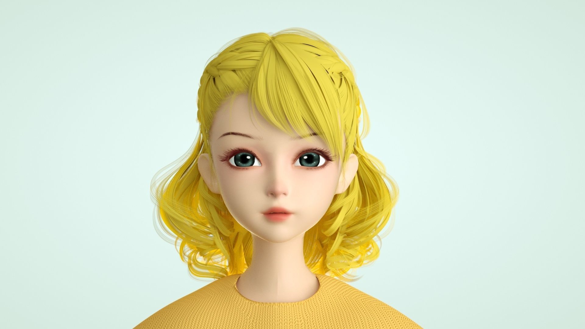 cartoon girl woman teenage beauty ip c4d 3D model_1