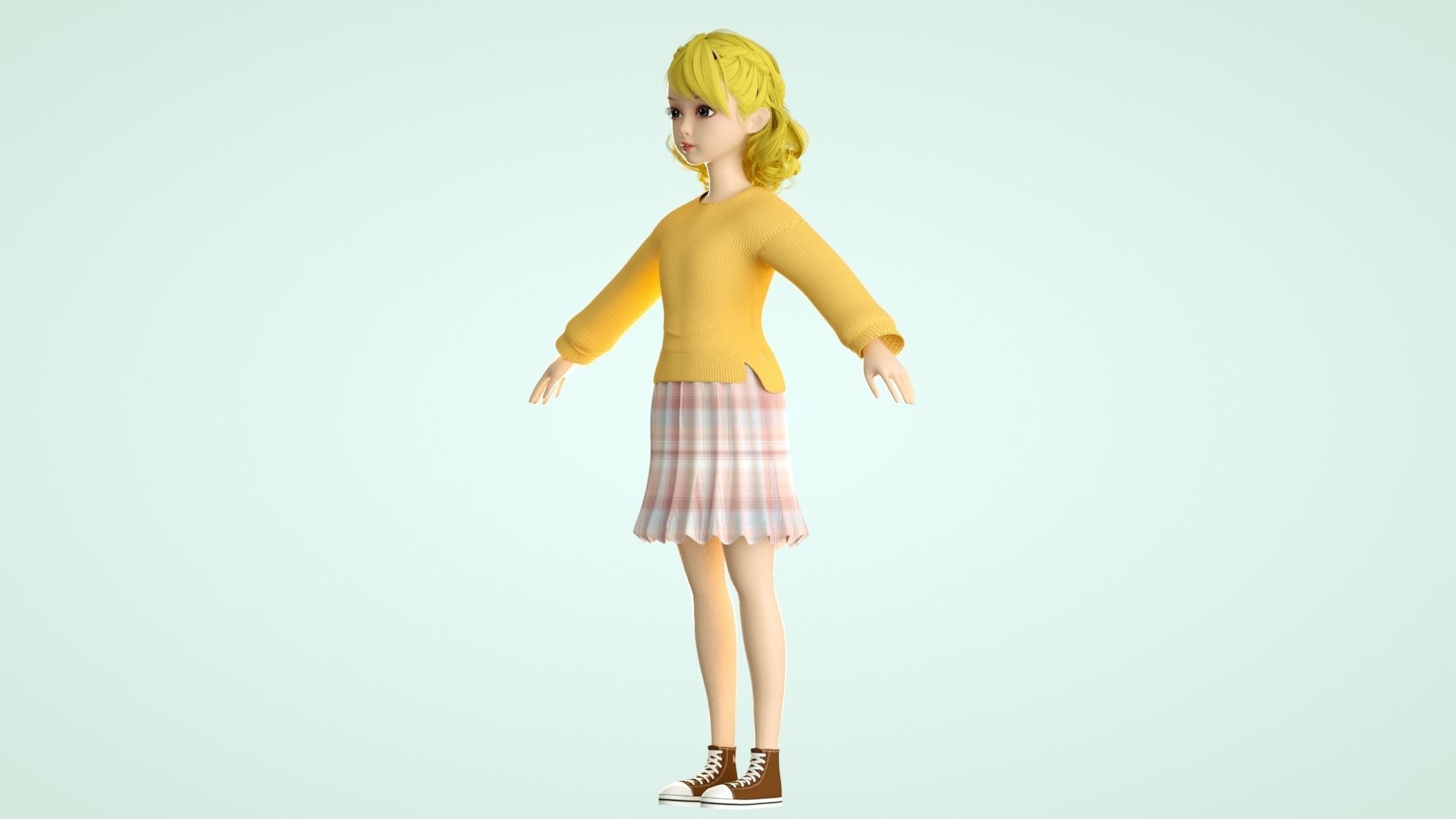 cartoon girl woman teenage beauty ip c4d 3D model_8