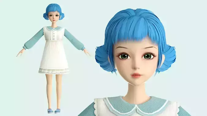 cartoon girl little sister girl student child beauty ip c4d