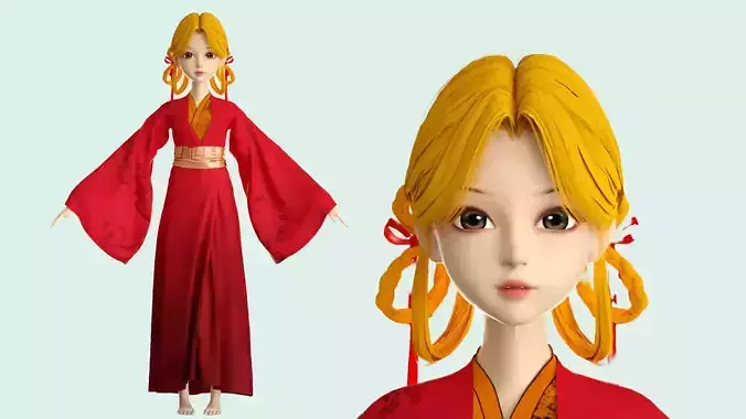 cartoon Hanfu girl woman girl beauty child ancient 