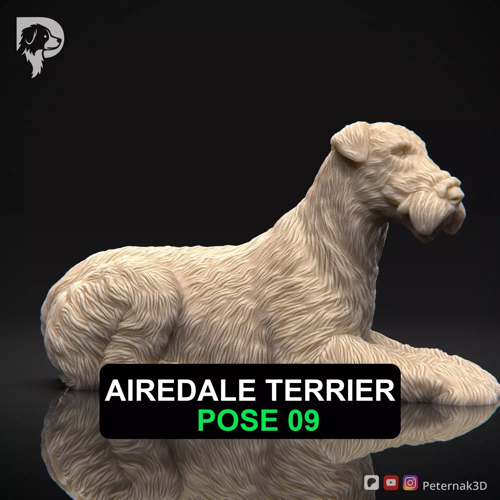 Dog 3D Print Model Airedale Terrier Pose 09 Print Ready STL 3D print model