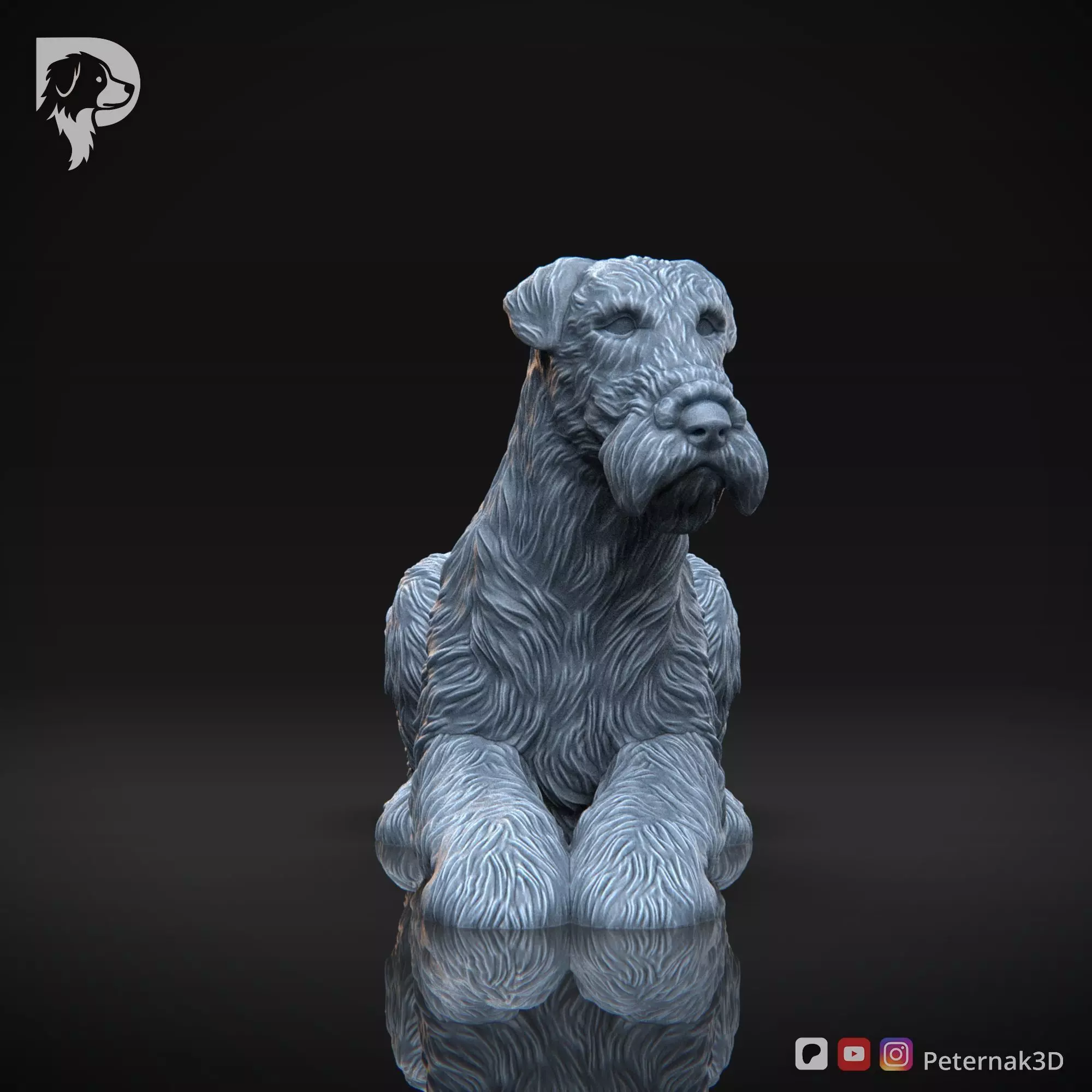 Dog 3D Print Model Airedale Terrier Pose 08 Print Ready STL 3D print model_4