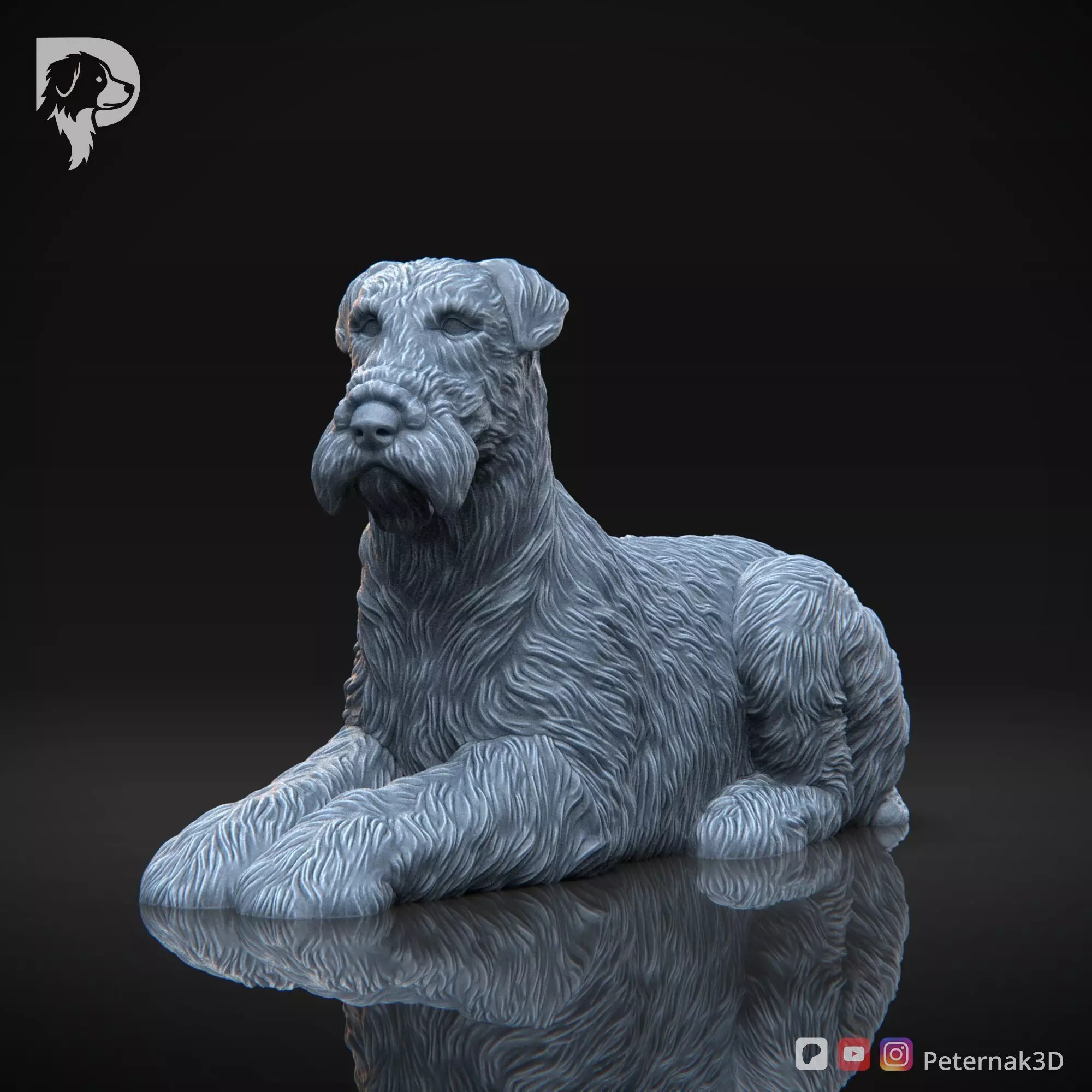 Dog 3D Print Model Airedale Terrier Pose 08 Print Ready STL 3D print model_3