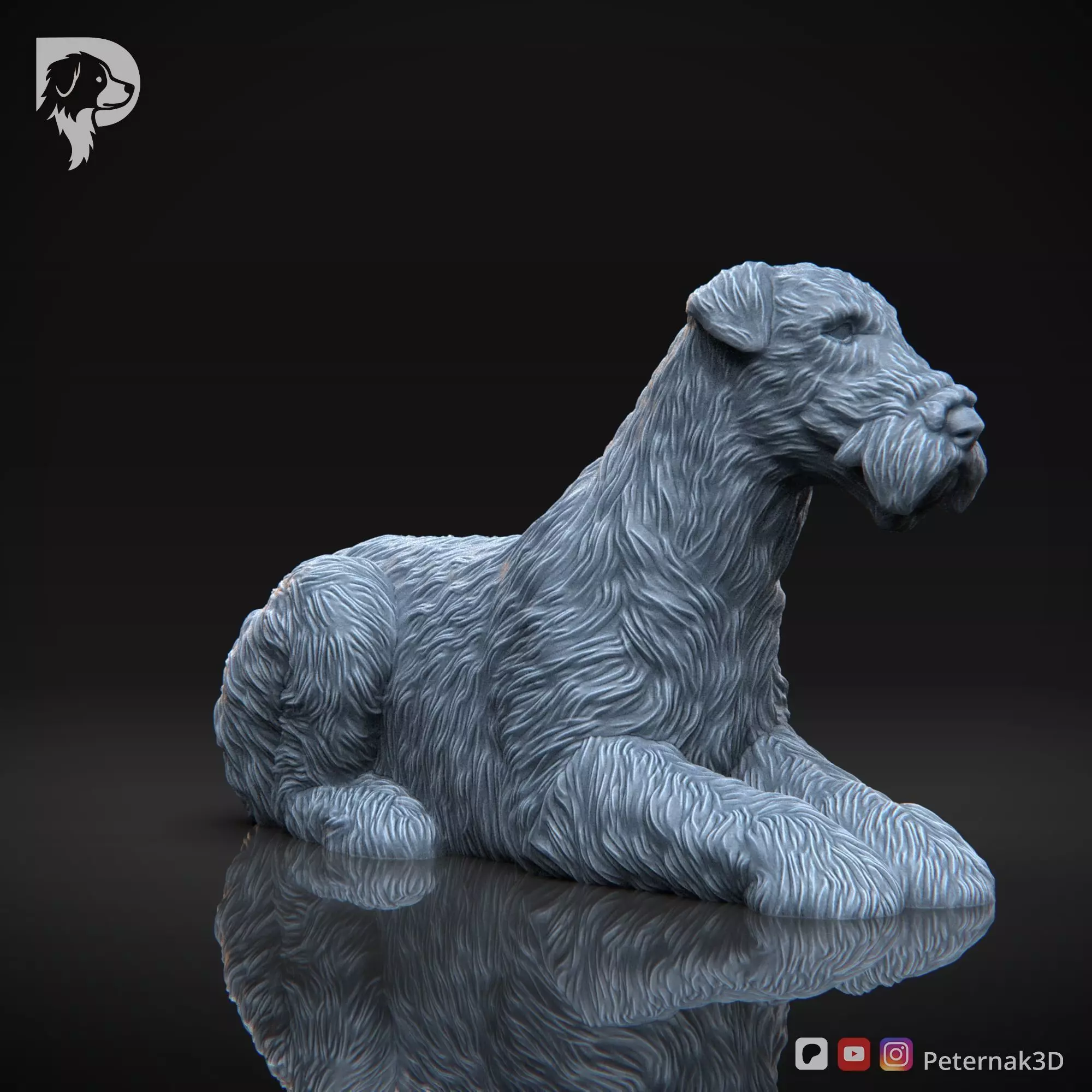 Dog 3D Print Model Airedale Terrier Pose 08 Print Ready STL 3D print model_5