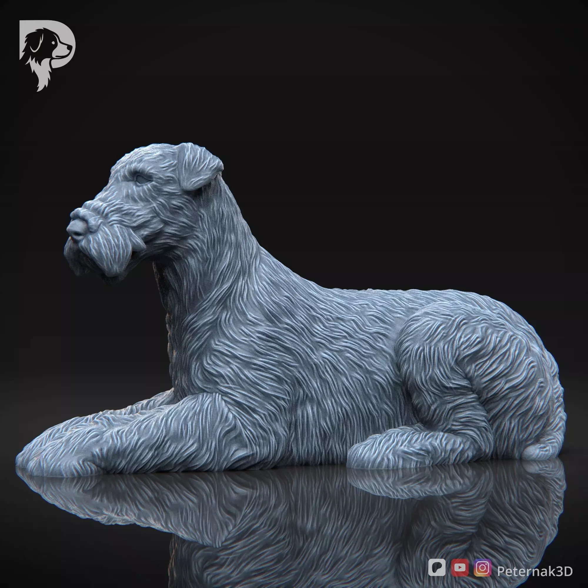 Dog 3D Print Model Airedale Terrier Pose 08 Print Ready STL 3D print model_11