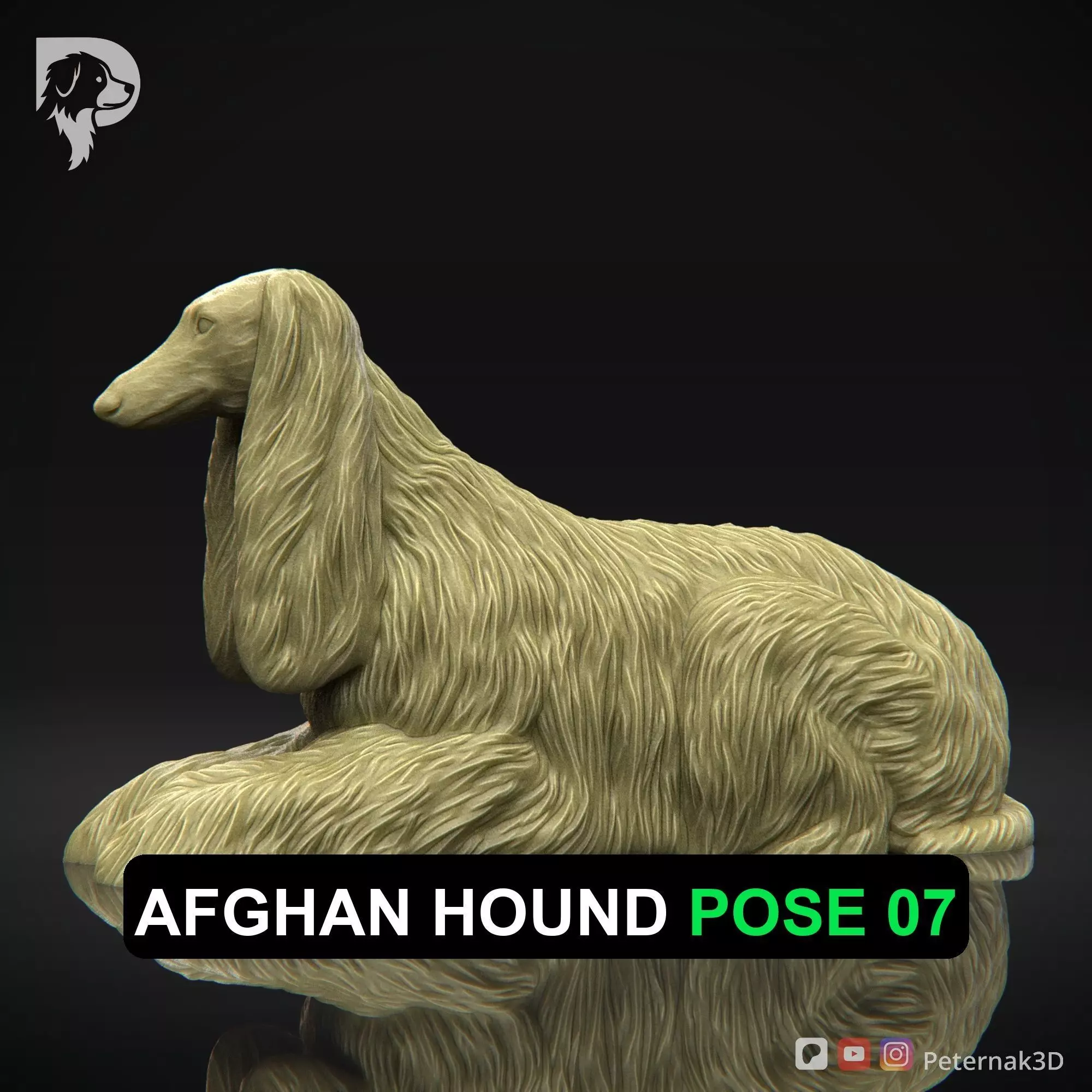 Dog 3D Print Model Afghan Hound Pose 07 Print Ready STL 3D print model
