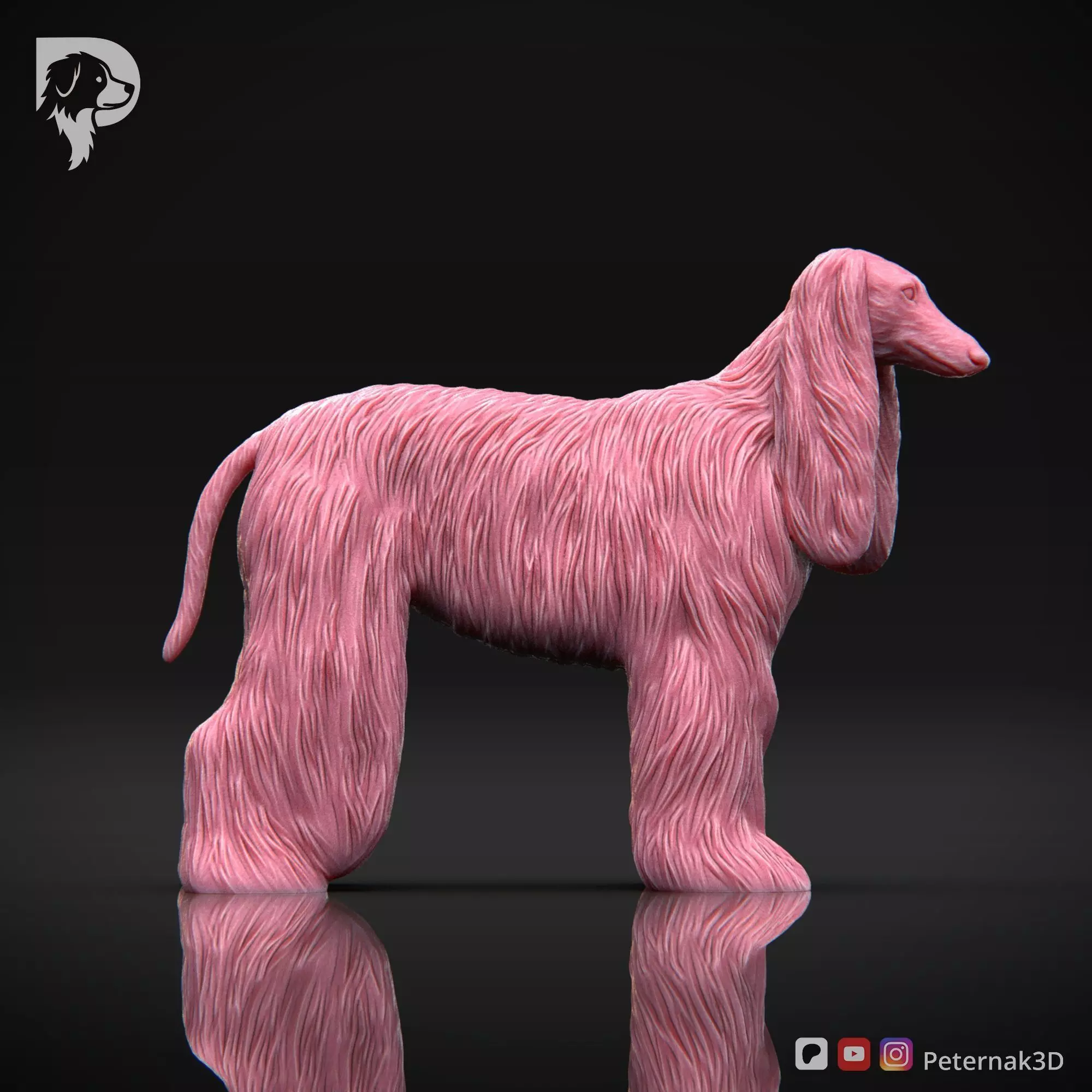 Dog 3D Print Model Afghan Hound Pose 03 Print Ready STL 3D print model_4