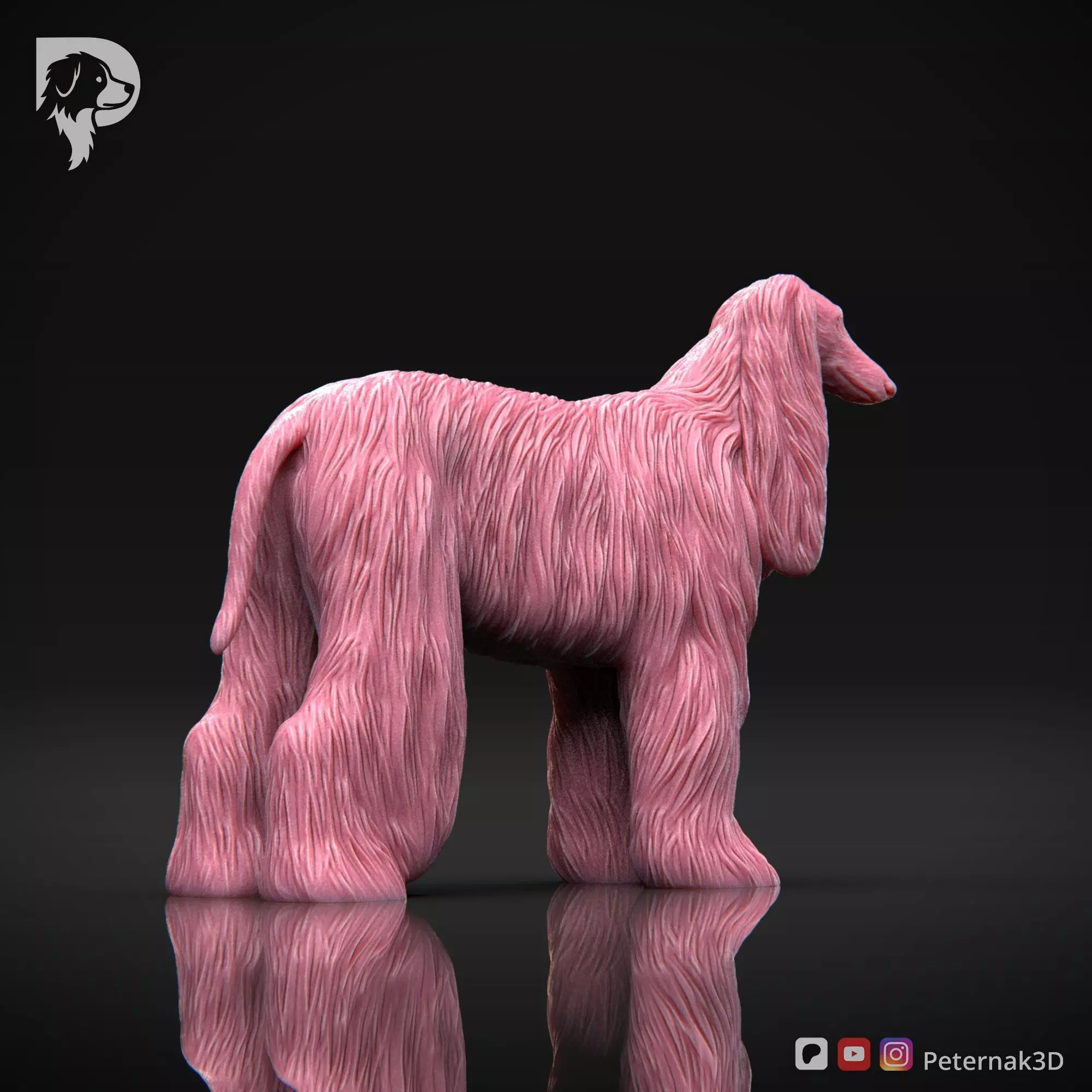 Dog 3D Print Model Afghan Hound Pose 03 Print Ready STL 3D print model_5