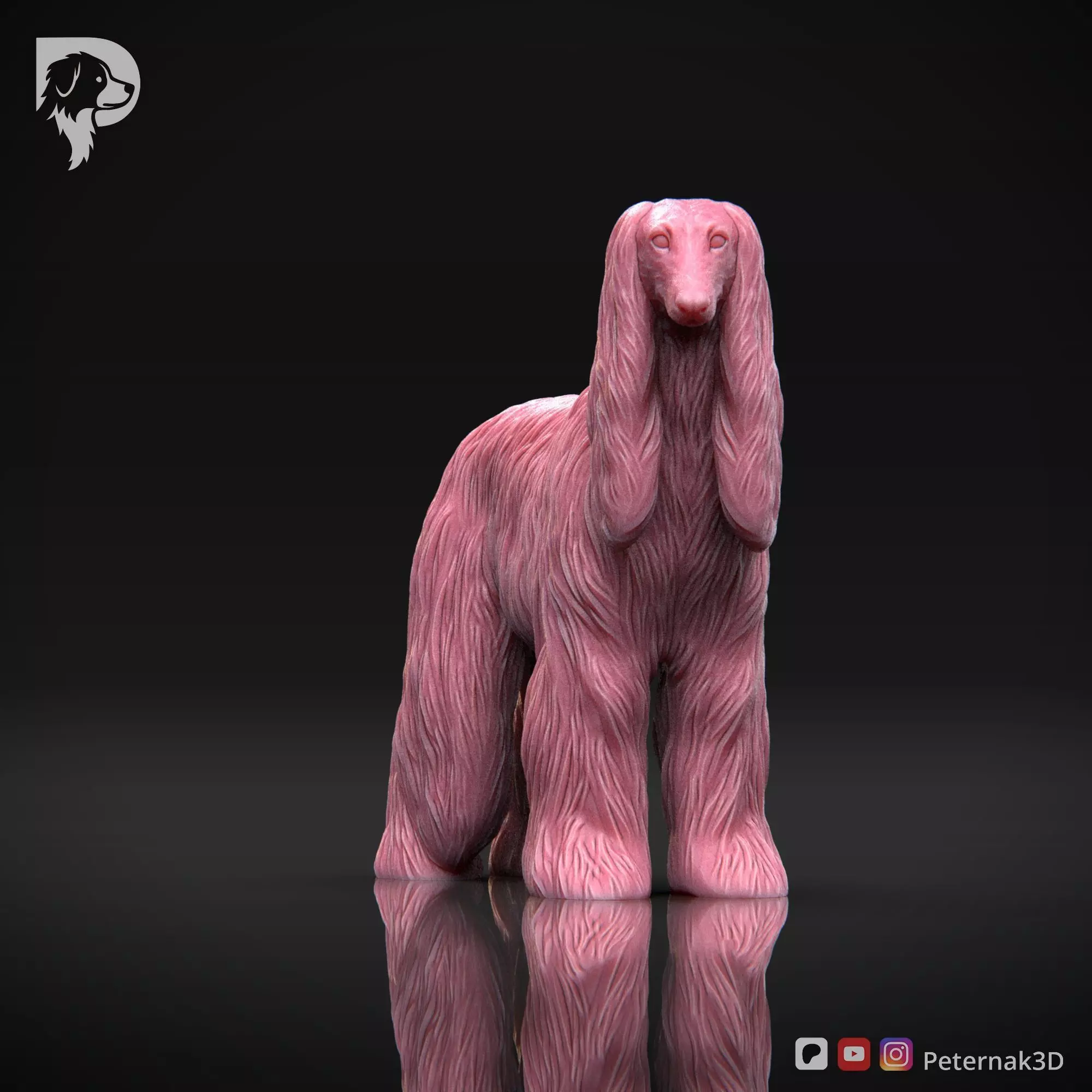 Dog 3D Print Model Afghan Hound Pose 03 Print Ready STL 3D print model_3