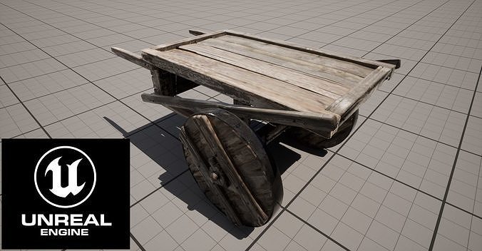 Medieval Wooden Cart Low-poly 3D model