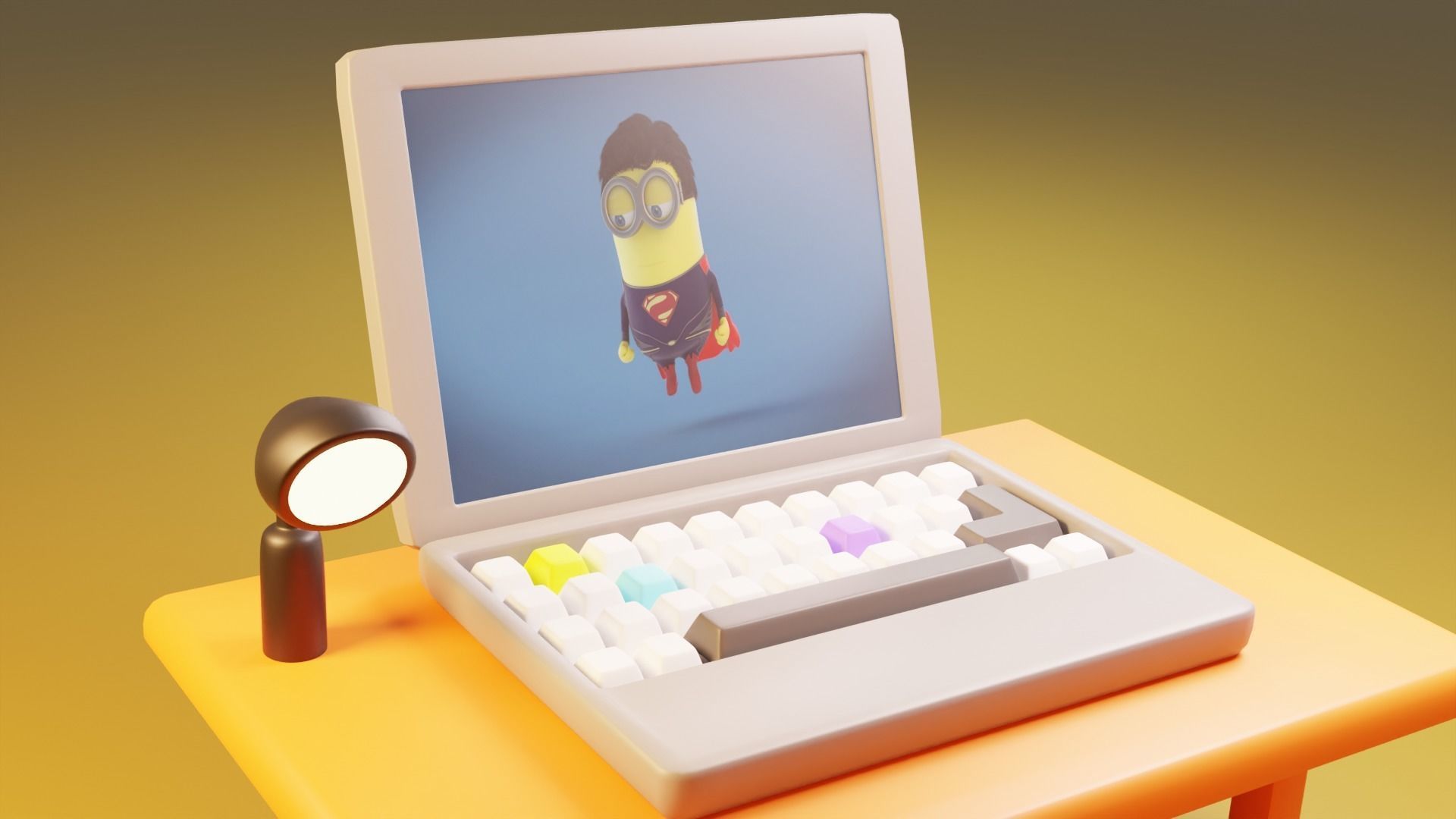 3d Low poly laptop animation Low-poly 3D model_3