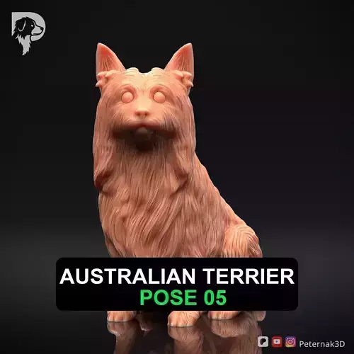 Dog 3D Print Model Australian Terrier Dog Pose 05 Ready STL