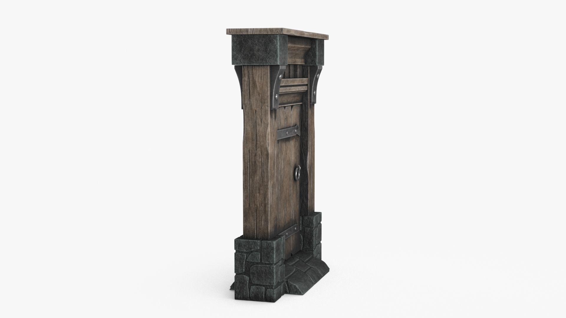 Old Wood Door v3 Low-poly 3D model_9