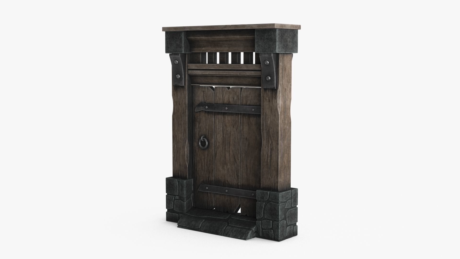 Old Wood Door v3 Low-poly 3D model_11