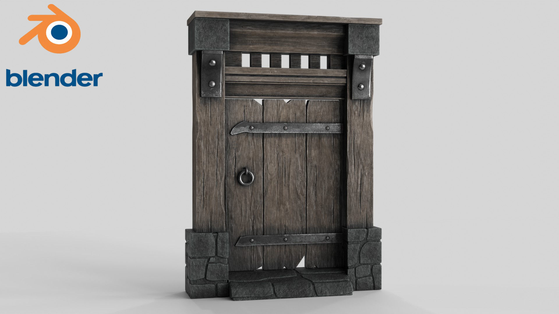 Old Wood Door v3 Low-poly 3D model_18