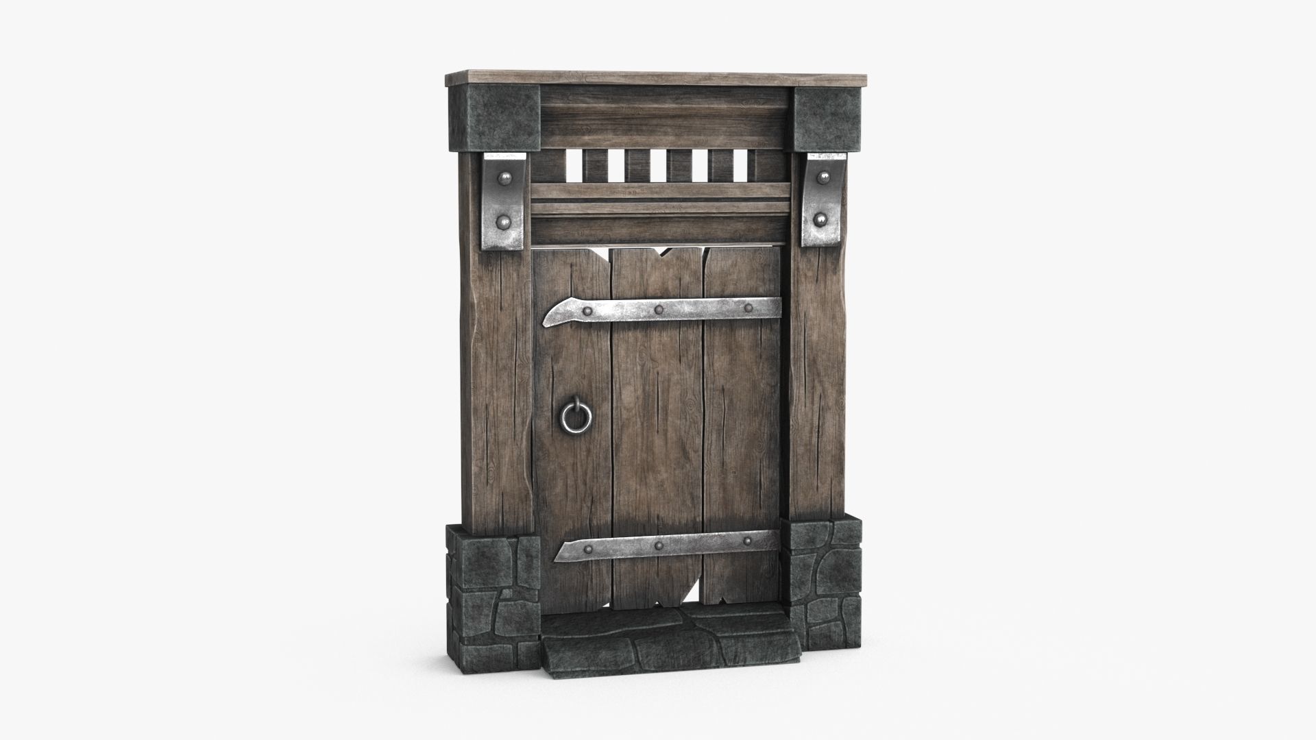 Old Wood Door v3 Low-poly 3D model_3