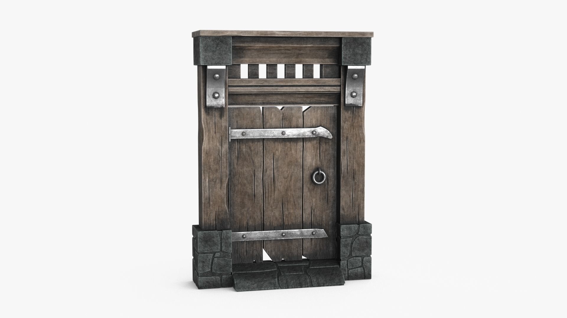 Old Wood Door v3 Low-poly 3D model_8