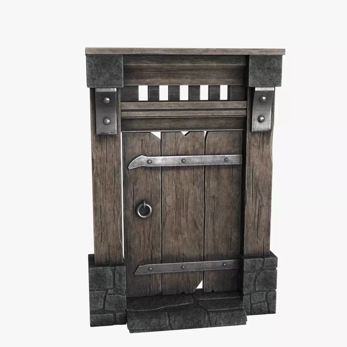 Old Wood Door v3 Low-poly 3D model_0