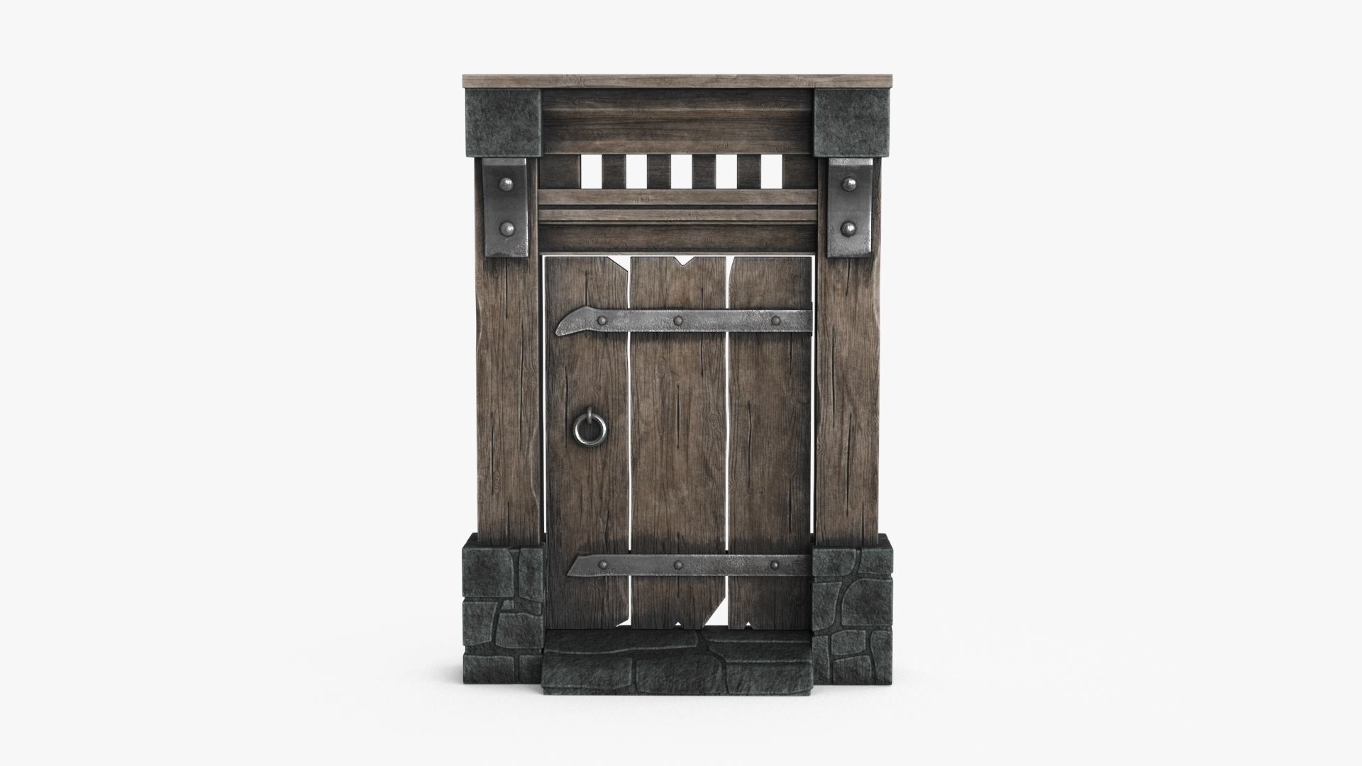 Old Wood Door v3 Low-poly 3D model_2