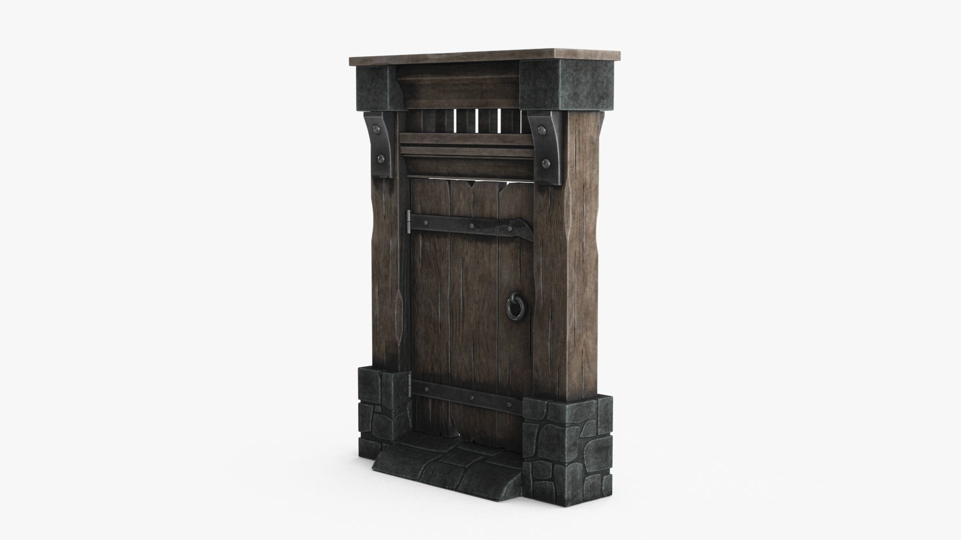 Old Wood Door v3 Low-poly 3D model_6