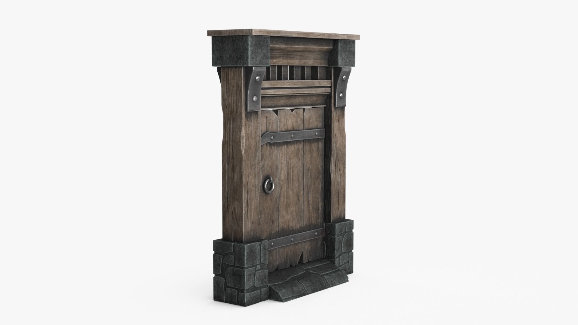 Old Wood Door v3 Low-poly 3D model_4