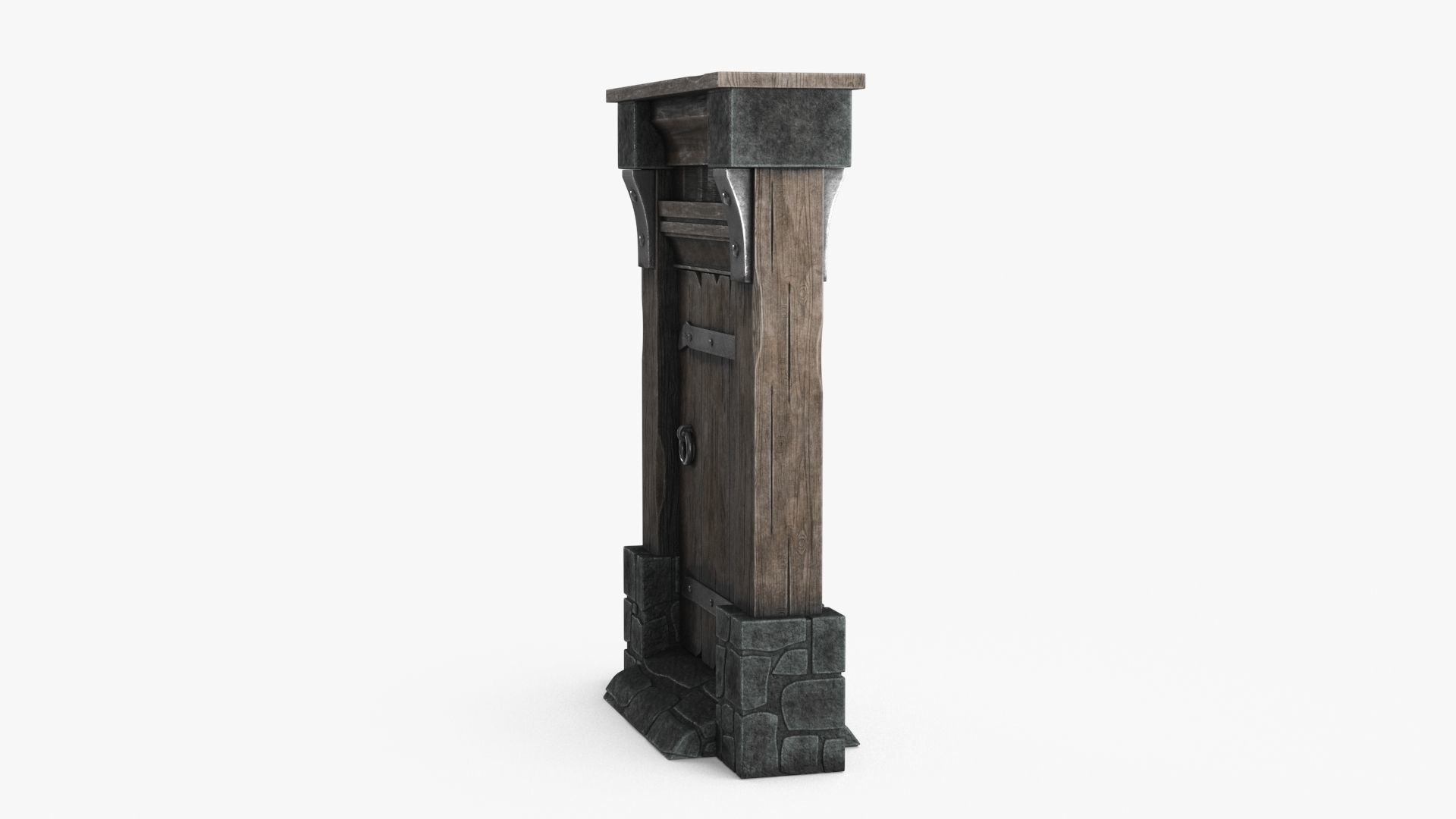 Old Wood Door v3 Low-poly 3D model_10