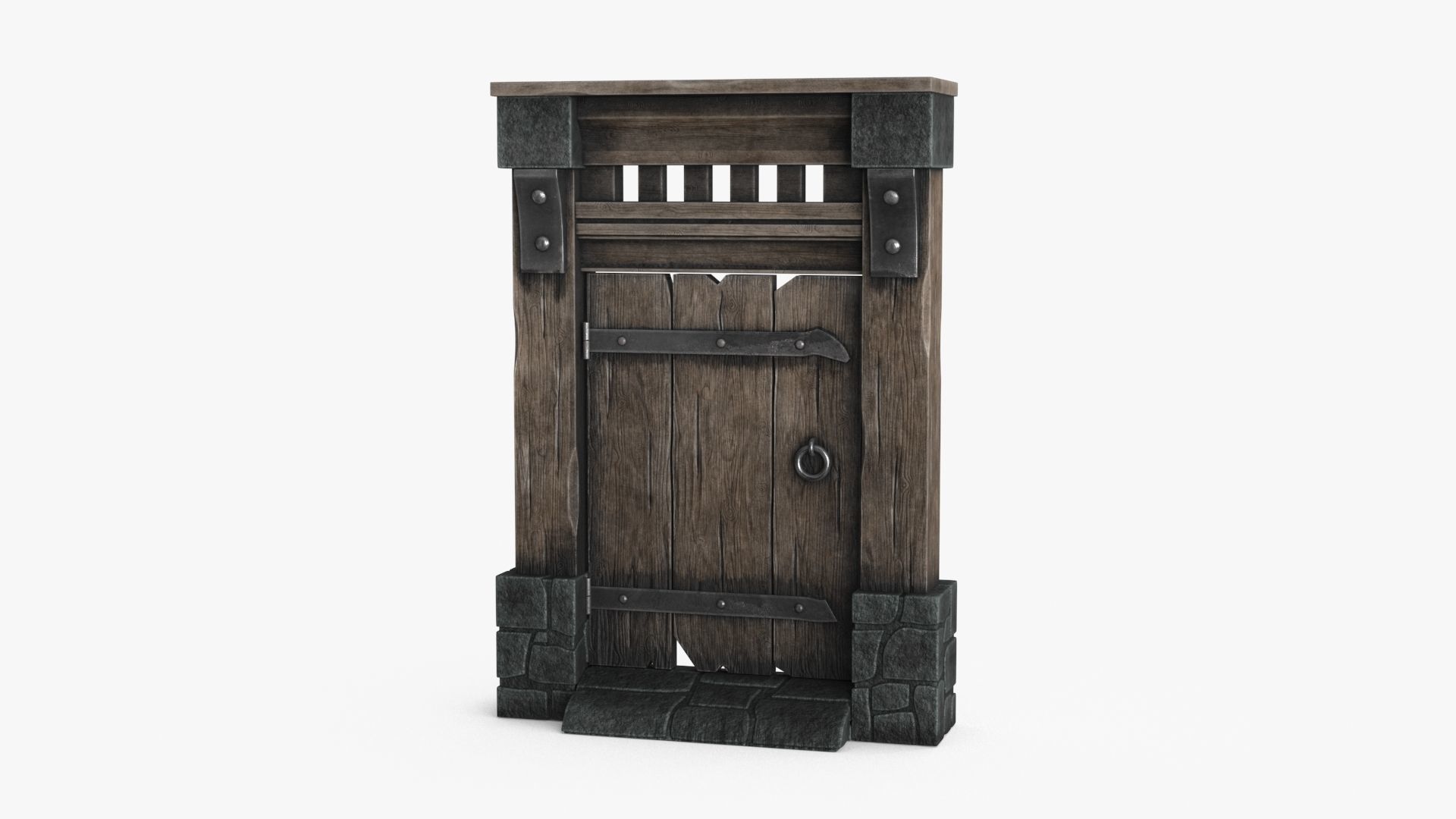 Old Wood Door v3 Low-poly 3D model_7