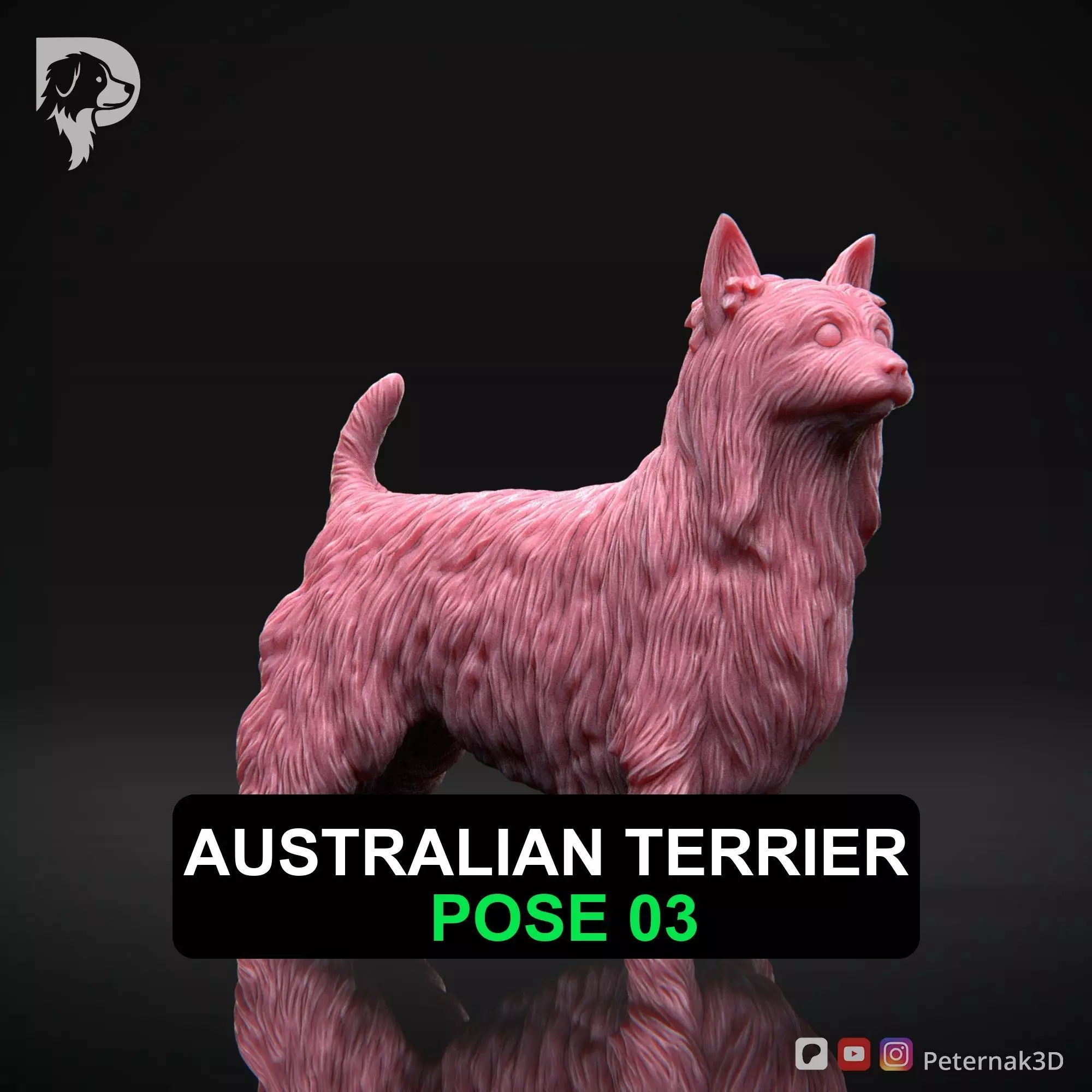 Dog 3D Print Model Australian Terrier Dog Pose 03 Ready STL 3D print model