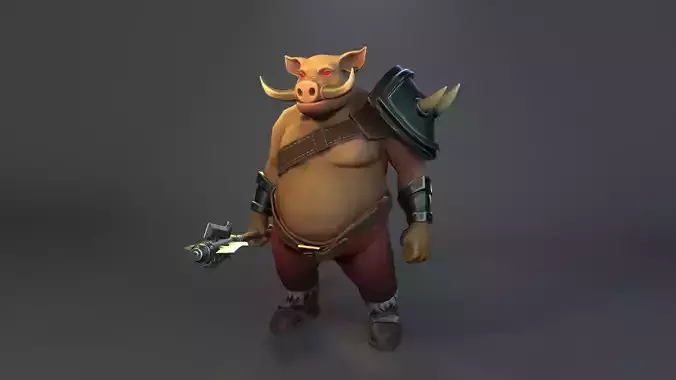 Pig warrior  low-poly 3D model Low-poly 3D model