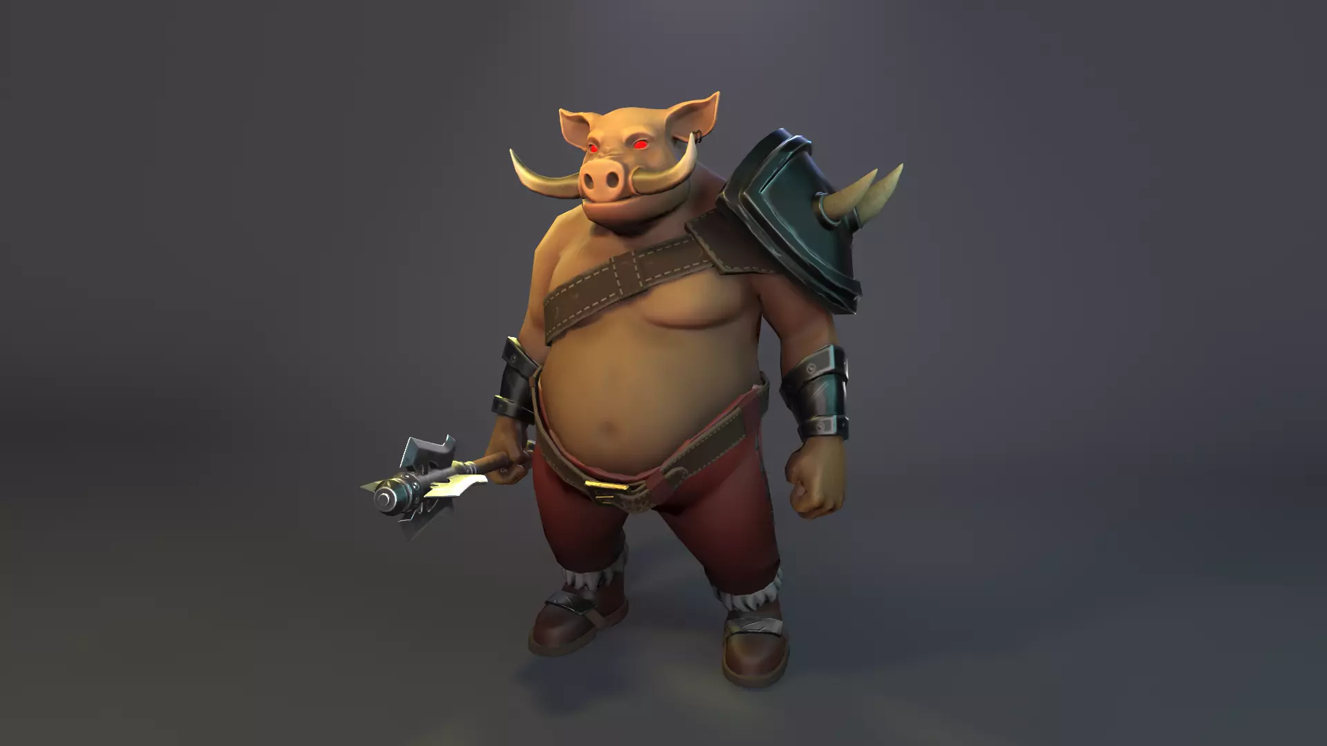 Pig warrior  low-poly 3D model Low-poly 3D model_0
