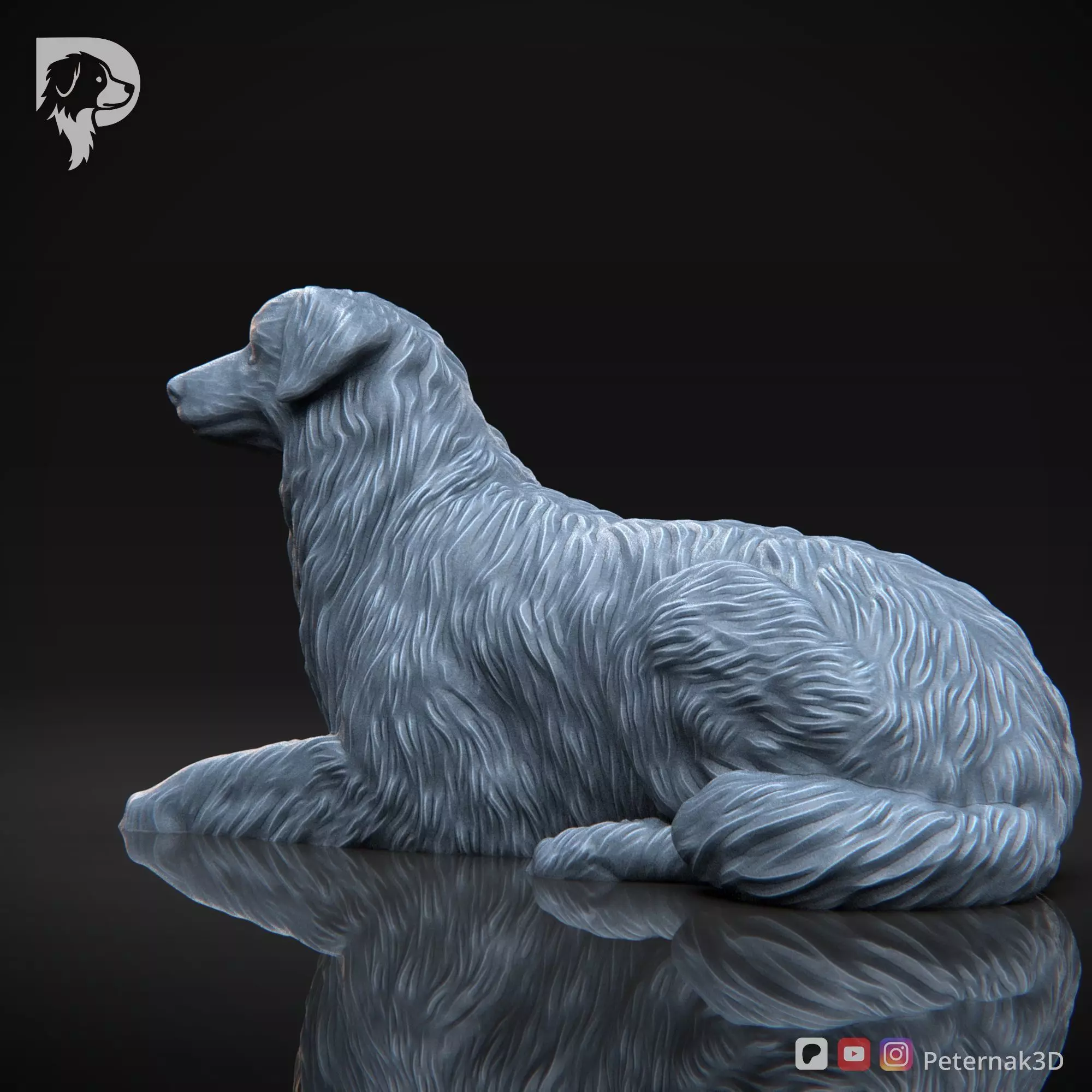 Dog 3D Print Model Australian Shepherd Dog Pose 08 Ready STL 3D print model_9
