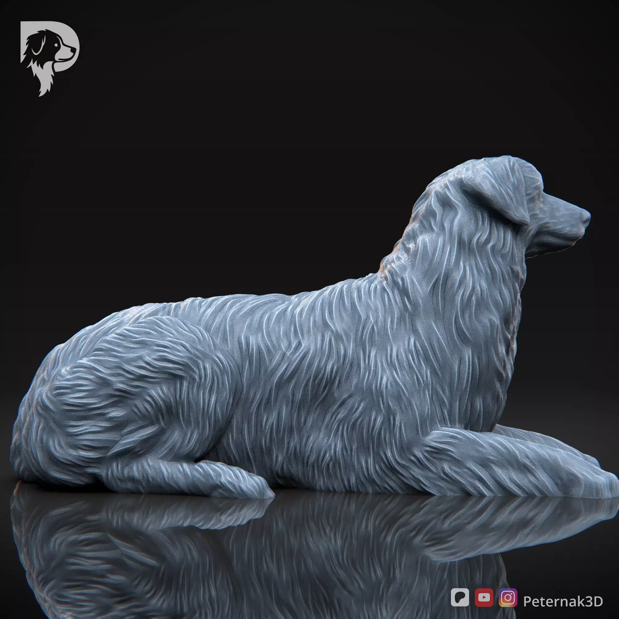 Dog 3D Print Model Australian Shepherd Dog Pose 08 Ready STL 3D print model_5