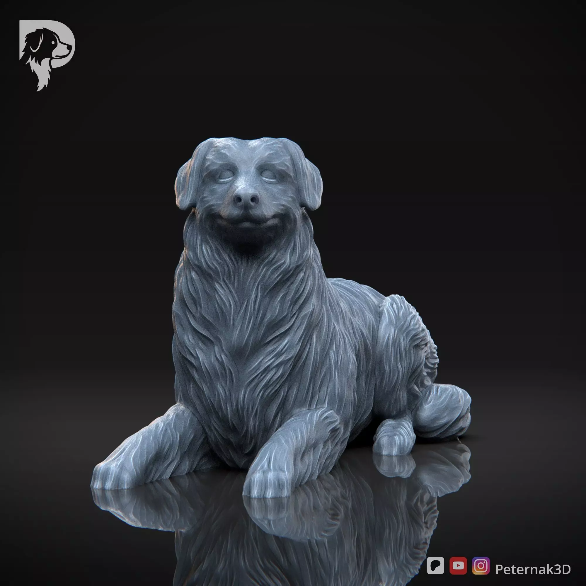 Dog 3D Print Model Australian Shepherd Dog Pose 08 Ready STL 3D print model_2