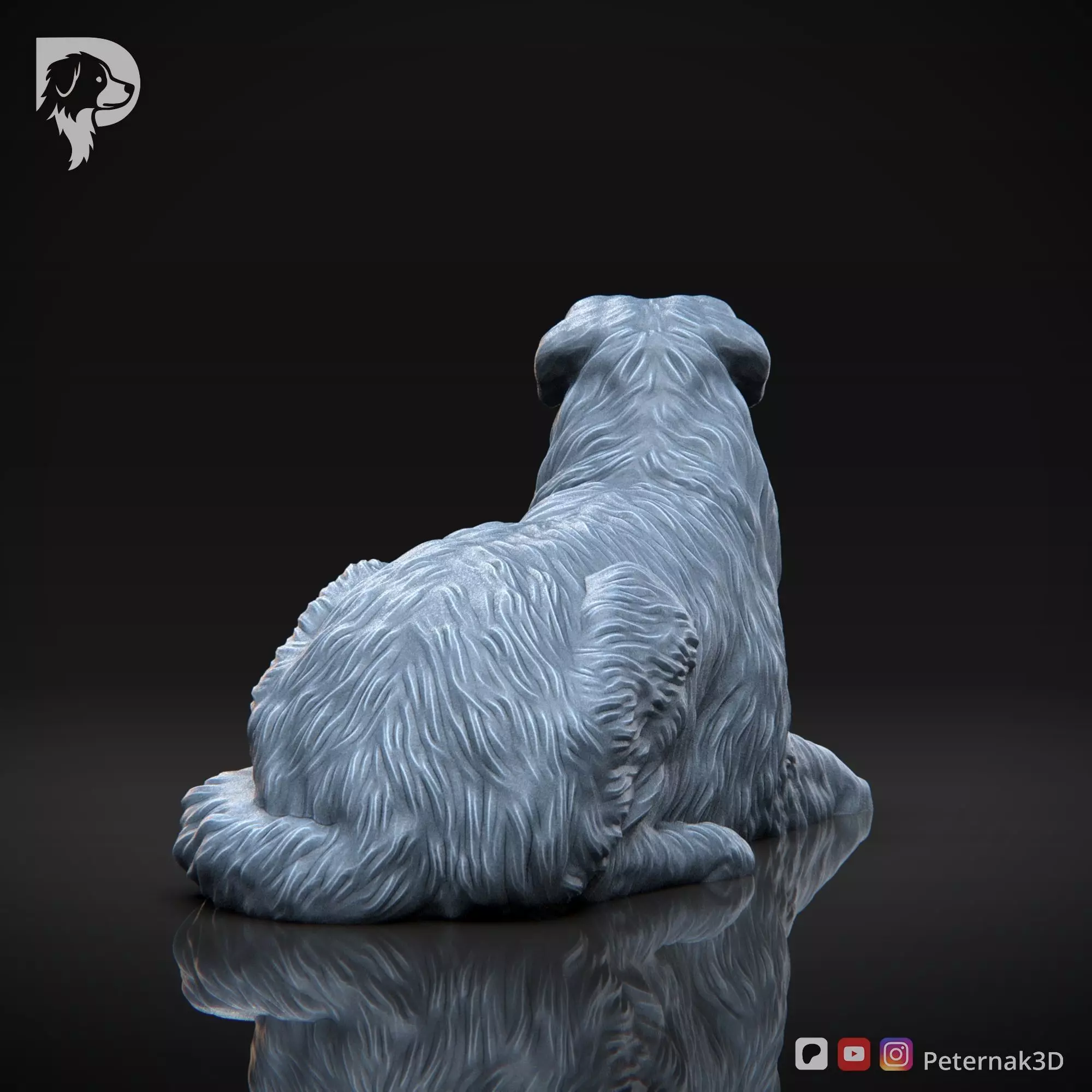 Dog 3D Print Model Australian Shepherd Dog Pose 08 Ready STL 3D print model_7