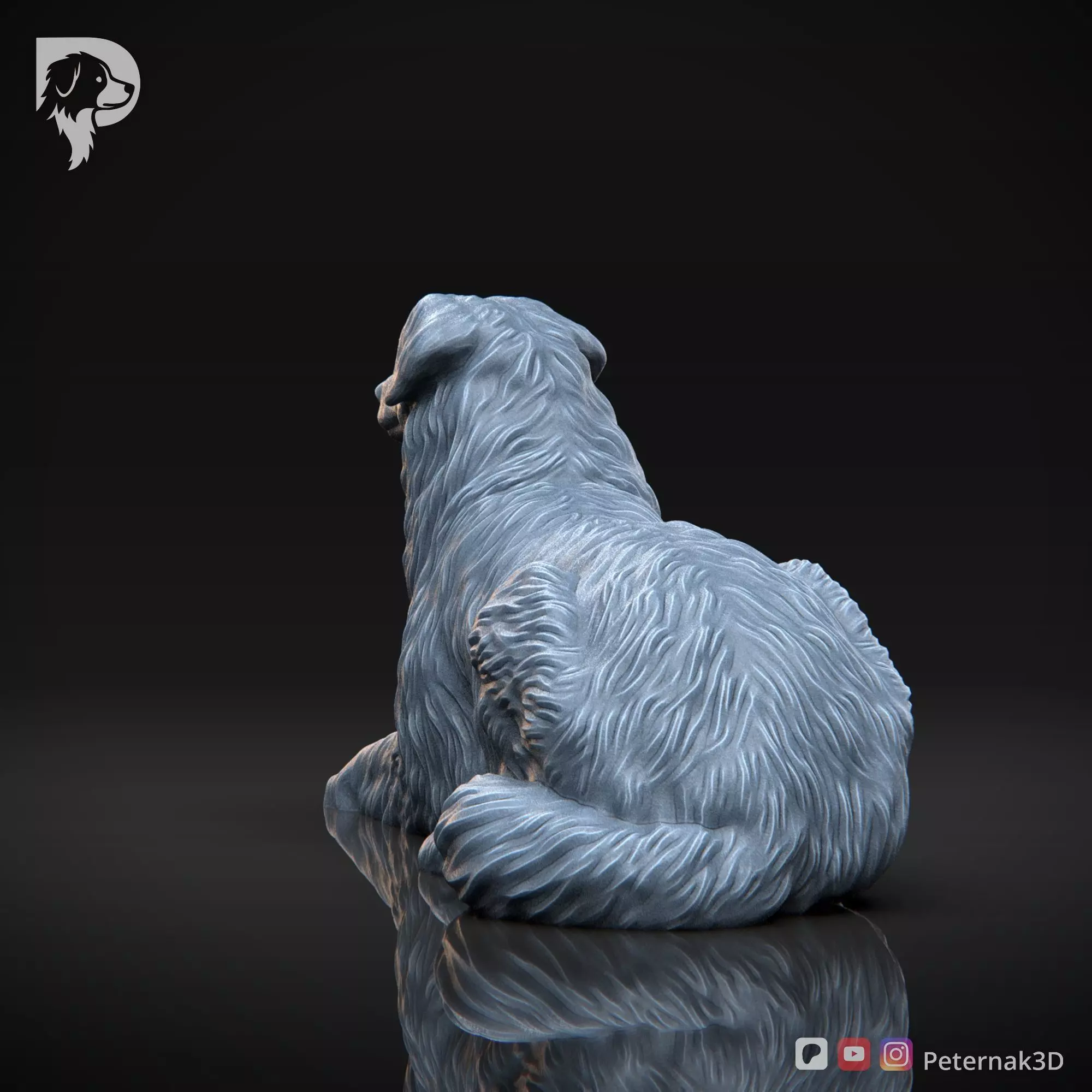Dog 3D Print Model Australian Shepherd Dog Pose 08 Ready STL 3D print model_8