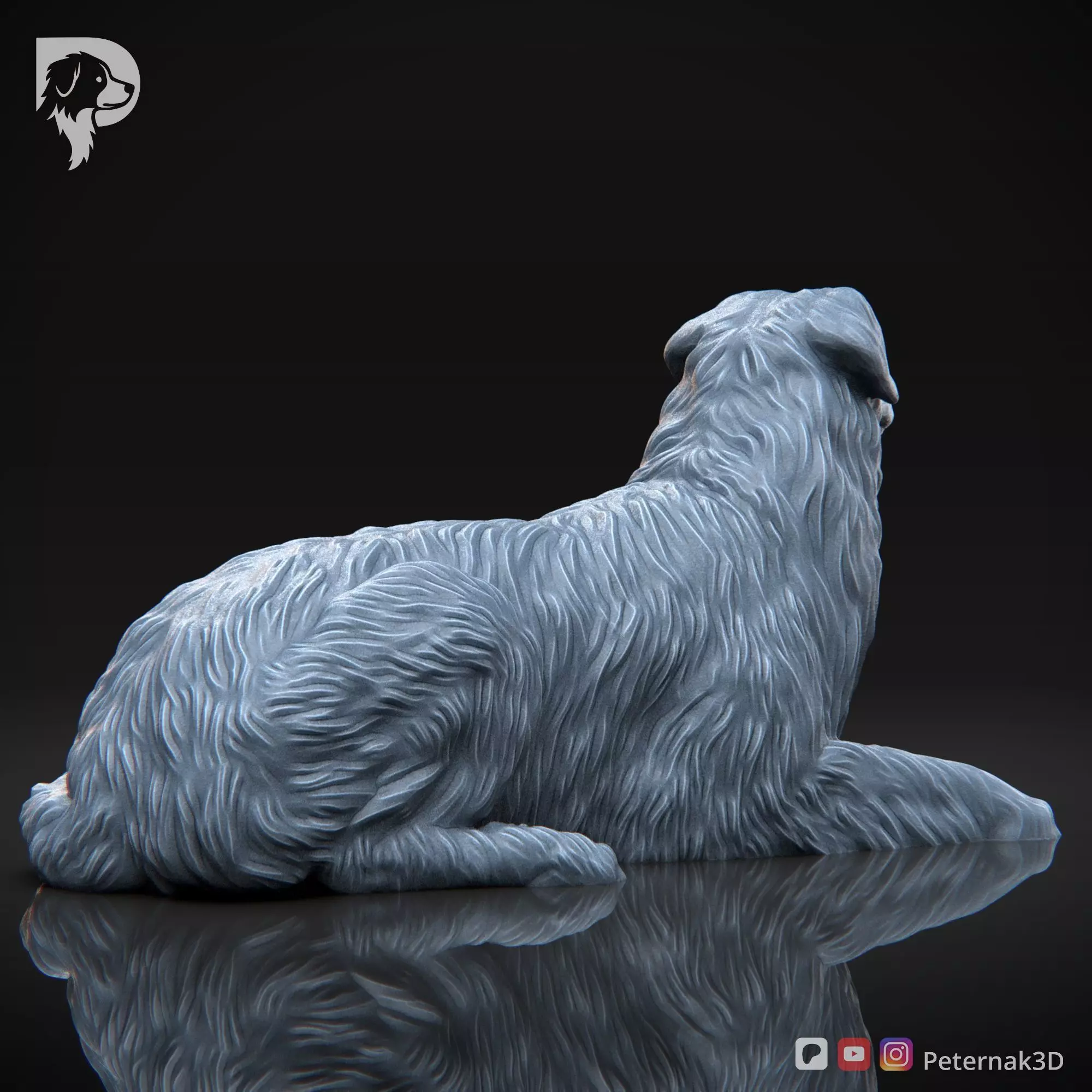 Dog 3D Print Model Australian Shepherd Dog Pose 08 Ready STL 3D print model_6